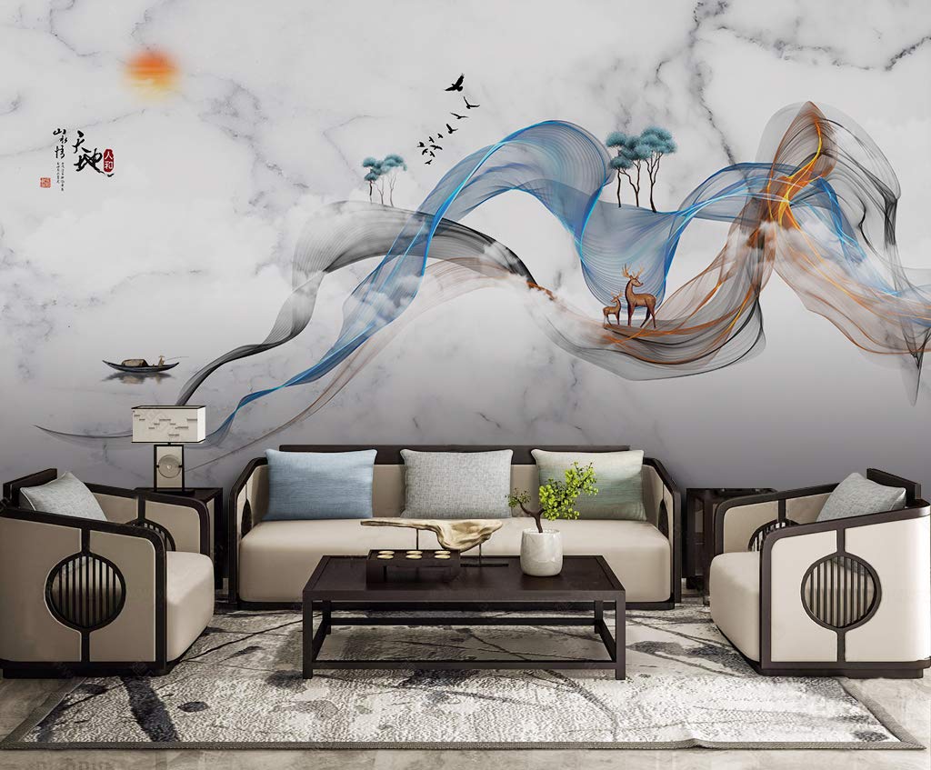 3D Chinese Painting Wallpaper - Self-Adhesive Vinyl Wall Mural Decal (82