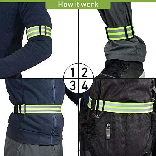 TOURUN Reflective Running Bands - Adjustable Safety Arm & Leg Bands for Night Running, Cycling, Walking - High Visibility Reflective Gear for Men, Women & Kids - Perfect for Jogging, Biking & Outdoor Activities