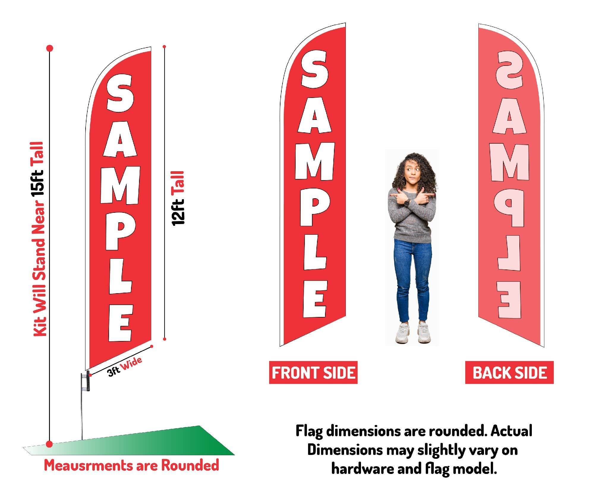 American Patriotic Red Blue Feather Flag - Complete Set with 15ft Pole & Ground Spike | Eye-Catching Marketing Banner for Car Dealerships, Business Advertising & Outdoor Events | USA-Made Decorative Yard Sign