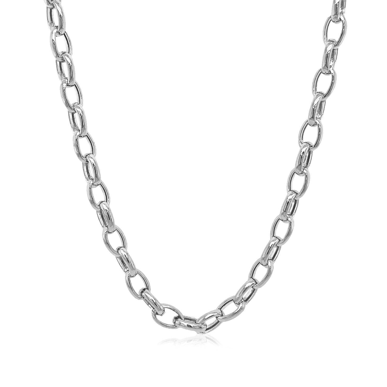 4.6mm 14k White Gold Oval Rolo Chain Necklace - Elegant Jewelry for Women, Perfect for Everyday Wear, Gifts & Special Occasions