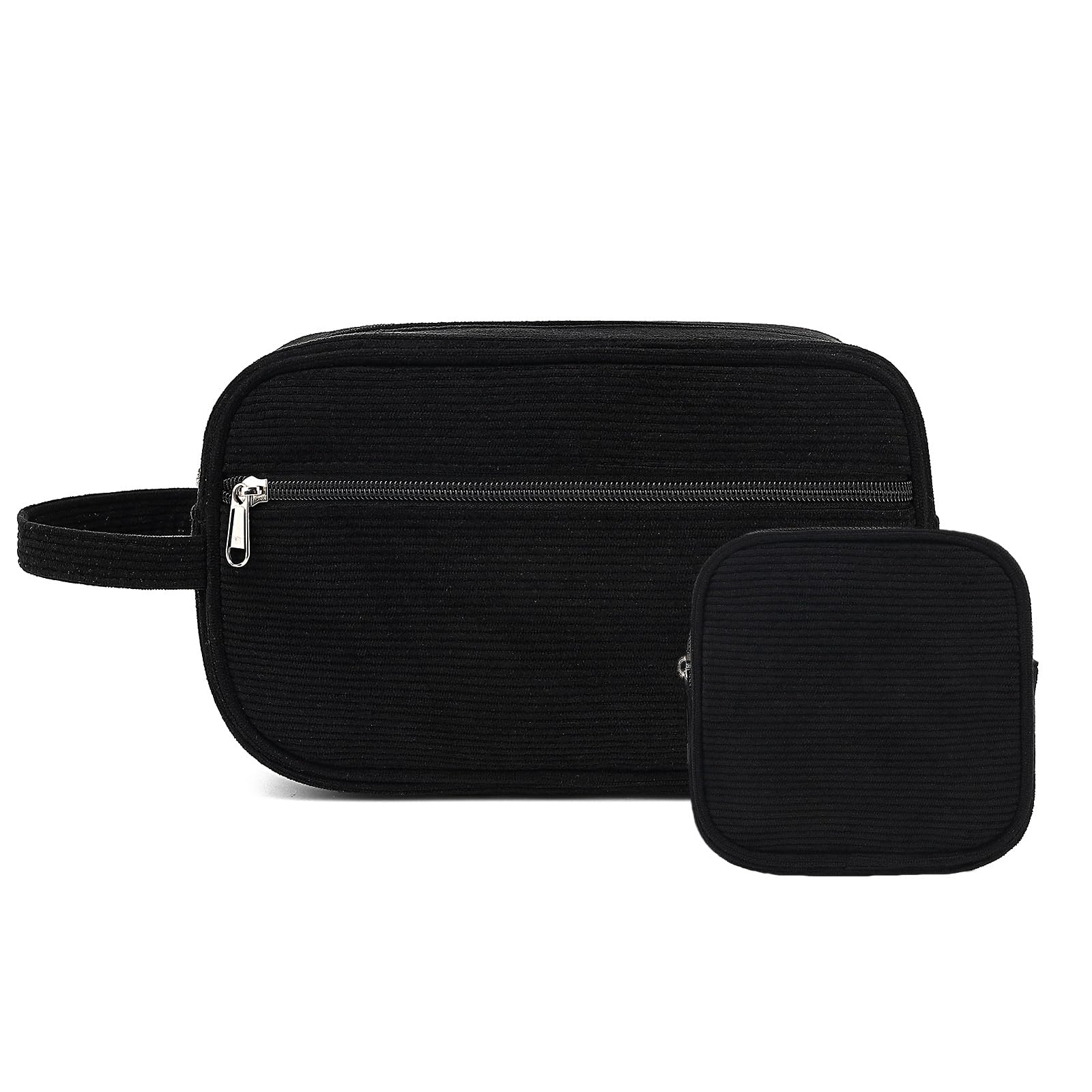 LEDAOU 2-Piece Large Makeup Bags Set - Corduroy Cosmetic Organizer with Zipper for Women & Teens - Perfect for Travel, Gym & Daily Essentials Storage