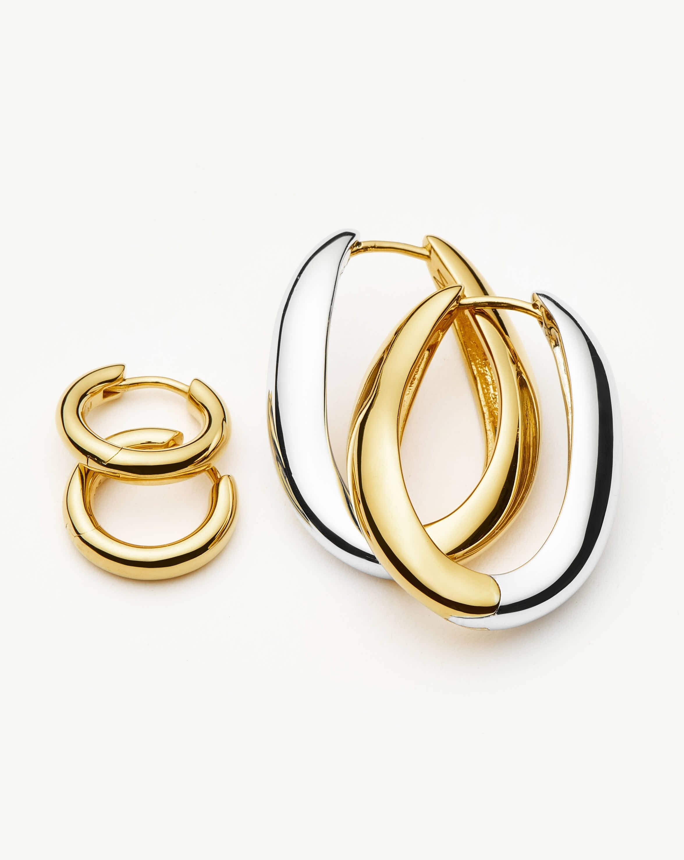 Savi Signature Hoop Earrings Set - 14K Gold Plated Mixed Metal Dangle Hoops for Women | Perfect for Everyday Wear, Parties & Special Occasions