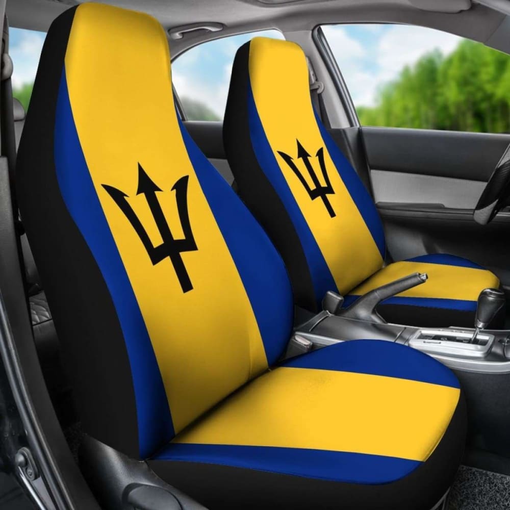 Barbados Flag Car Seat Covers - Universal Fit for Cars, Trucks & SUVs - Durable & Stylish Car Accessories for Patriotic Drivers - Perfect for Road Trips, National Holidays & Caribbean-Themed Events