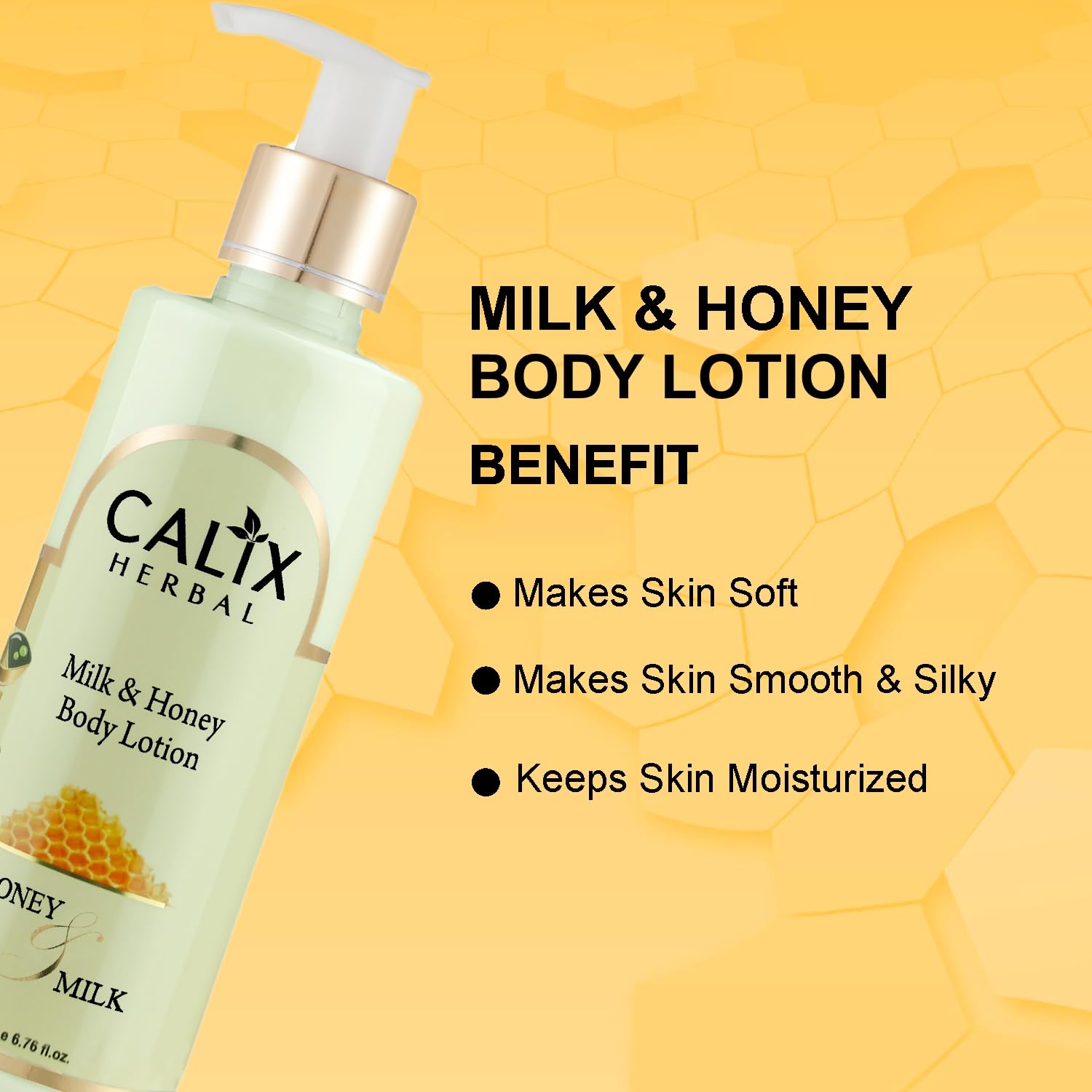 Calix Herbal Organic Ayurvedic Milk & Honey Body Lotion - Natural Moisturizer for Soft, Smooth Skin | Women & Men | All Seasons | 200ml | Perfect for Daily Hydration & Dry Skin Care