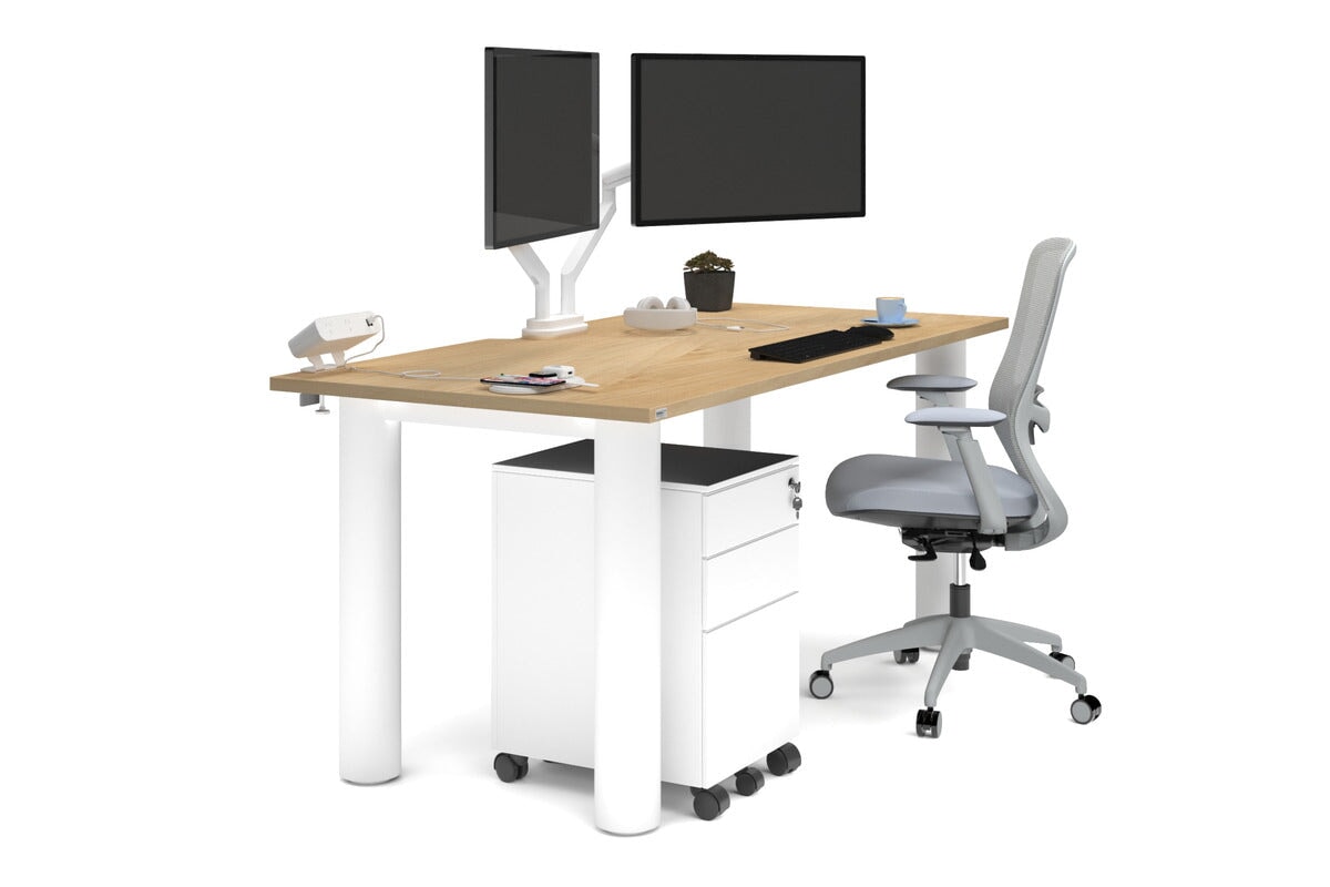 Quadro Cylinder Leg Office Desk - 1800L x 800W Modern Executive Desk with Cable Management | Home Office, Study Room & Workspace Furniture
