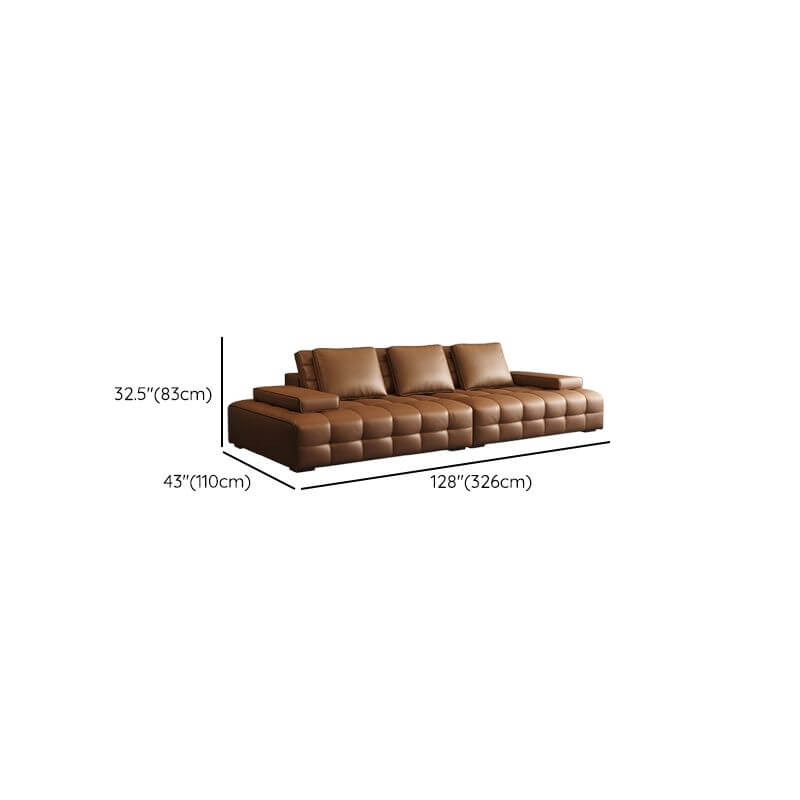 Comfortable Mocha Standard Sofa with Armrest - Includes 3 Pillows (1 Throw Pillow) - Perfect for Living Room, Bedroom or Office Relaxation