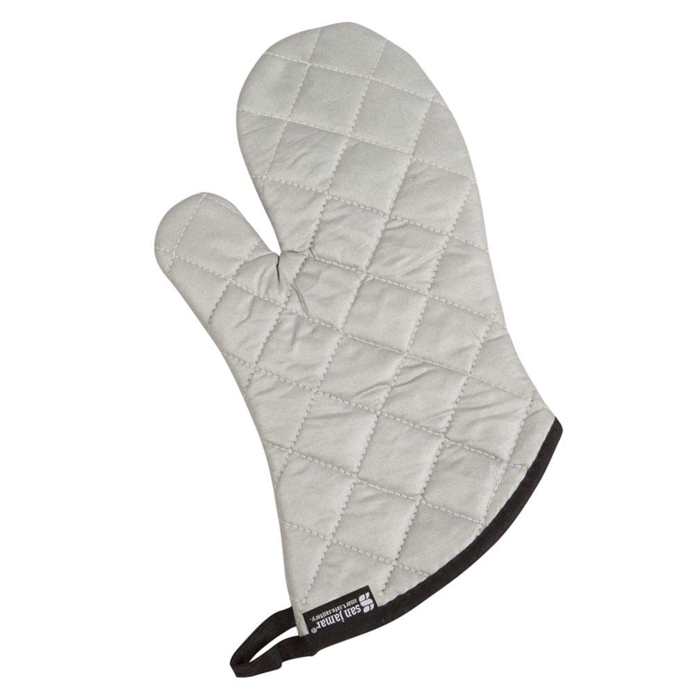 San Jamar 801SG13 Heat Resistant 13-Inch Silicone Coated Oven Mitts - Pair for Baking, Grilling, Cooking & Freezer Use