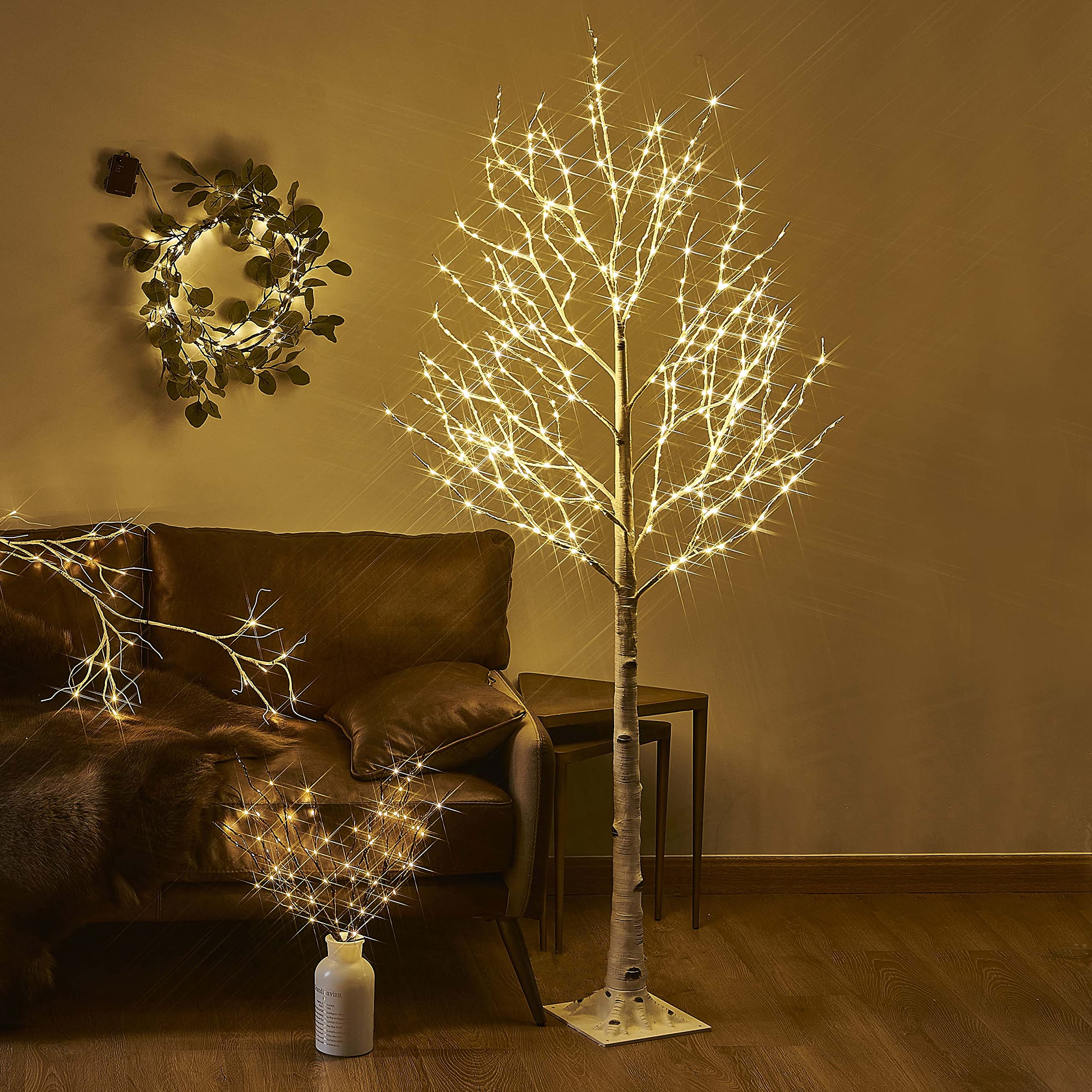 BAOLITVINE 6FT Lighted Birch Tree with 330 Fairy Lights - Indoor/Outdoor Plug-in White Tree for Christmas, Easter, Home & Room Decor | Perfect for Holiday Parties, Weddings, and Seasonal Displays