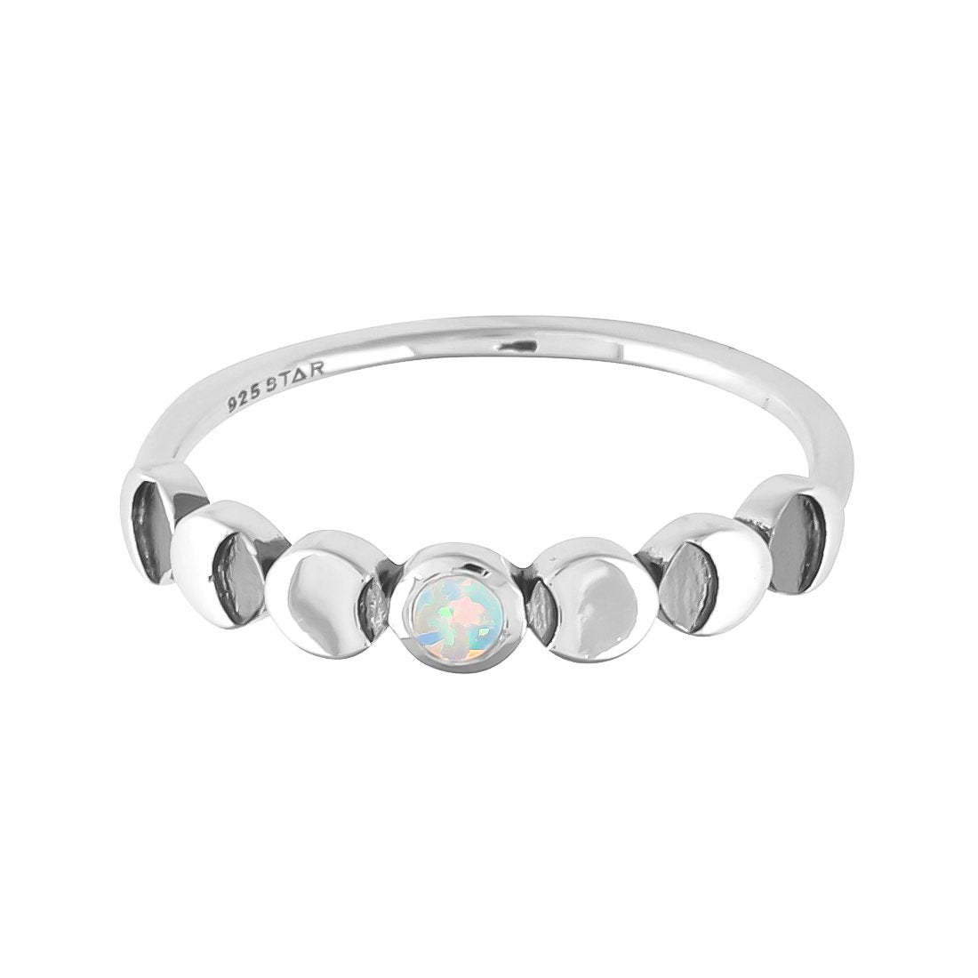 Lunar Phases Opal Ring - Elegant Moonstone Jewelry for Women, Dainty Adjustable Silver Ring, Perfect for Gifts, Boho Style, Wedding, Anniversary & Everyday Wear