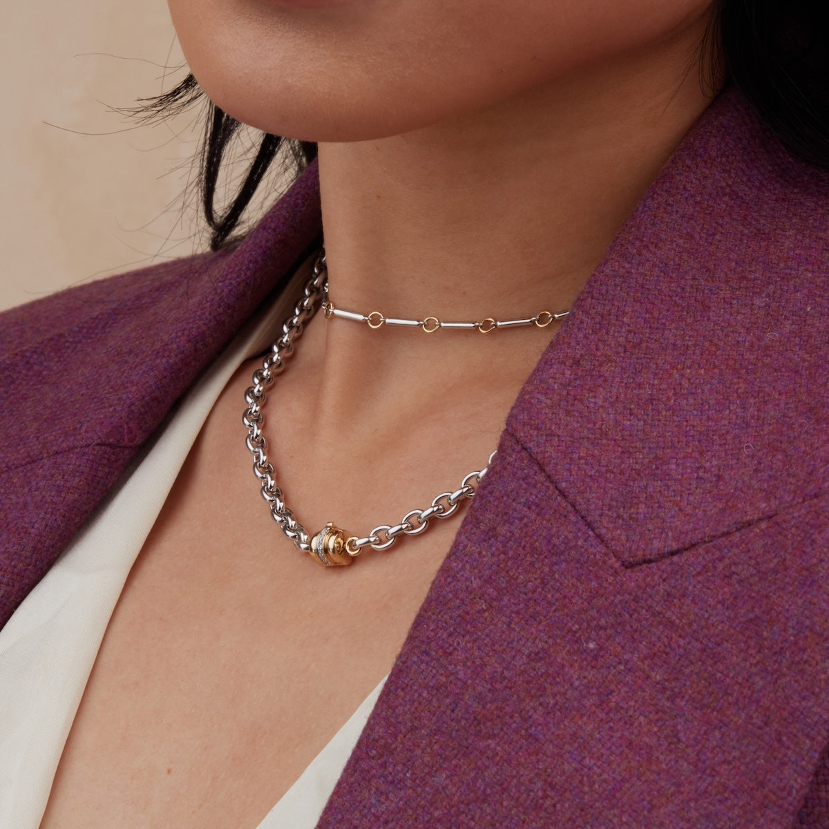 Two Tone Sloan Necklace - Elegant Gold & Silver Layered Pendant for Women | Perfect for Everyday Wear, Date Nights & Special Occasions