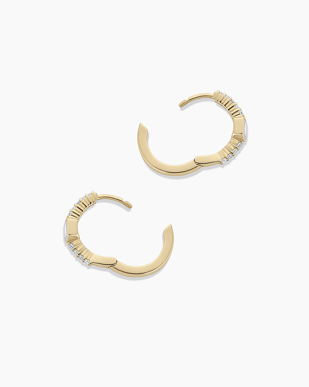 Lab Grown Diamond Emerald Huggie Earrings for Women - Elegant & Hypoallergenic Gold Hoops for Everyday Wear & Special Occasions