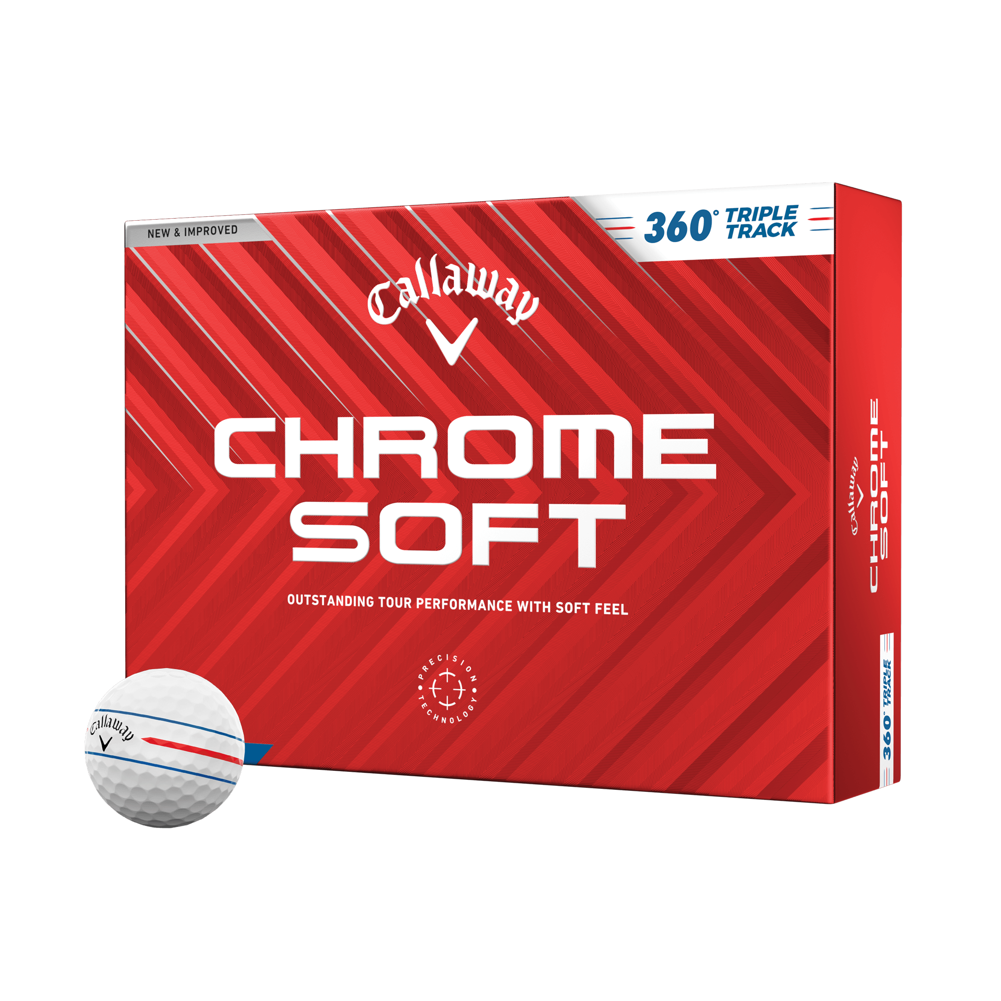 Callaway 2024 Chrome Soft 360 Triple Track Golf Balls - Premium Performance Golf Balls for Distance & Control - Perfect for Tournament Play & Practice Sessions