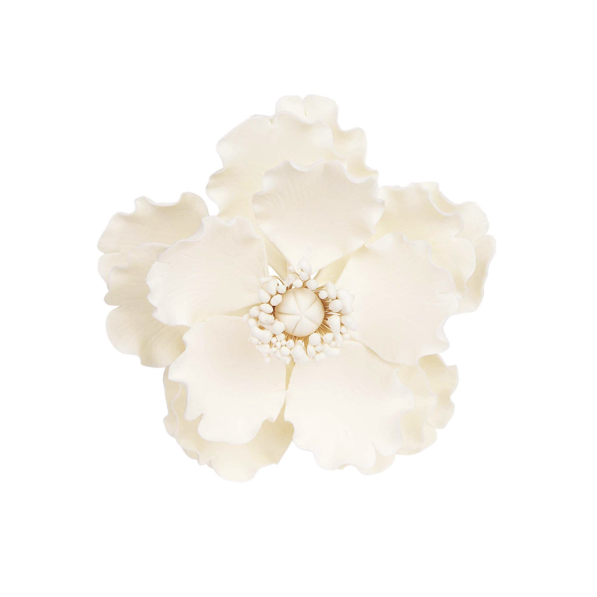 O'Creme Poppy Anemone Gumpaste Sugar Flowers for Cake Decorating - Set of 3 White 4.5 Inch Edible Sugar Paste Cake Toppers - Perfect for Wedding Cakes, Birthday Cupcakes, Baby Shower Desserts & Valentine's Day Treats