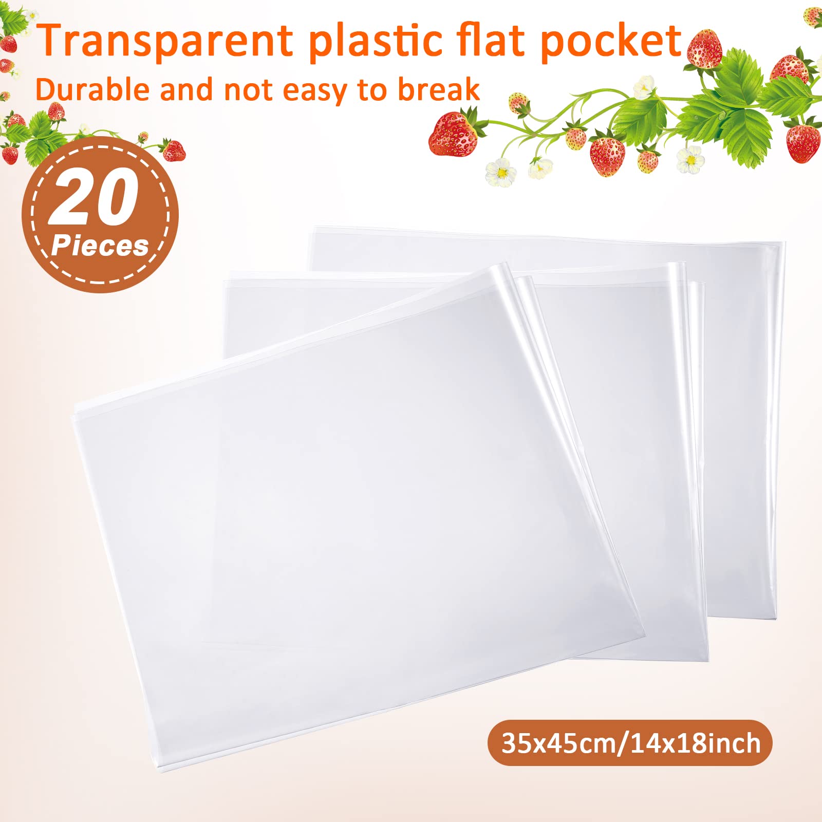 Chengu 18-Piece Plastic Storage Basket Set - Oval Woven Gift Baskets with 20 Clear Bags for Food Serving, Display & Organization | Perfect for Thanksgiving, Party Favors, Home Decor & Kitchen Storage