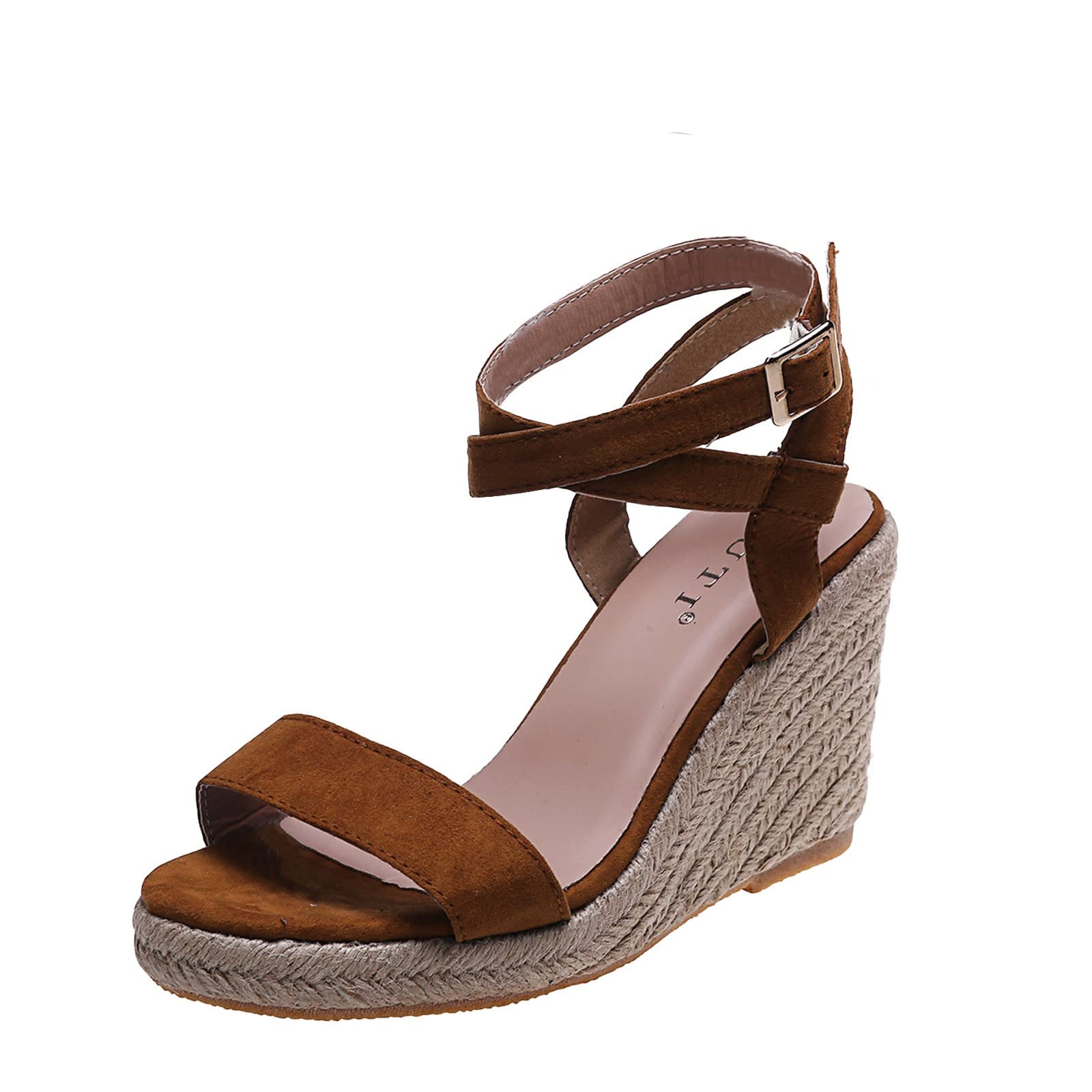 Masbird Women's Wedge Sandals - Low Heel Open Toe Summer Casual Shoes with Back Elastic Straps for Easy Slip On | Perfect for Beach, Vacation & Everyday Wear