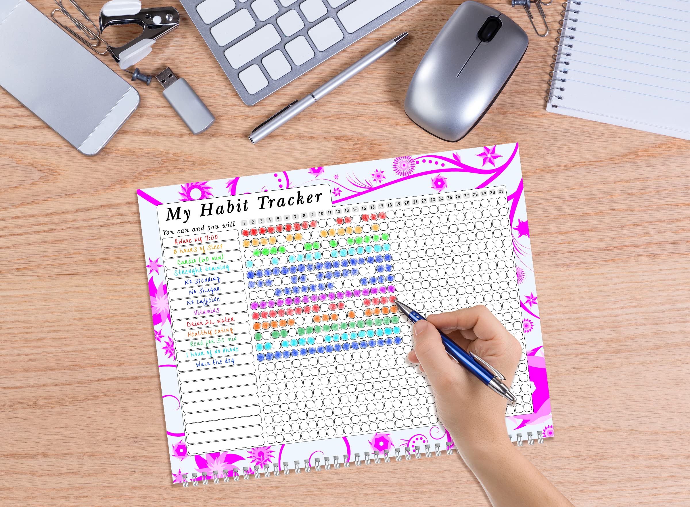 2025 Monthly Desktop & Wall Calendar Planner with Habit Tracker - Daily Weekly Monthly Goal Setting Motivational Journal - Inspirational Productivity Tool for Office, School & Home Organization (Edition #010)