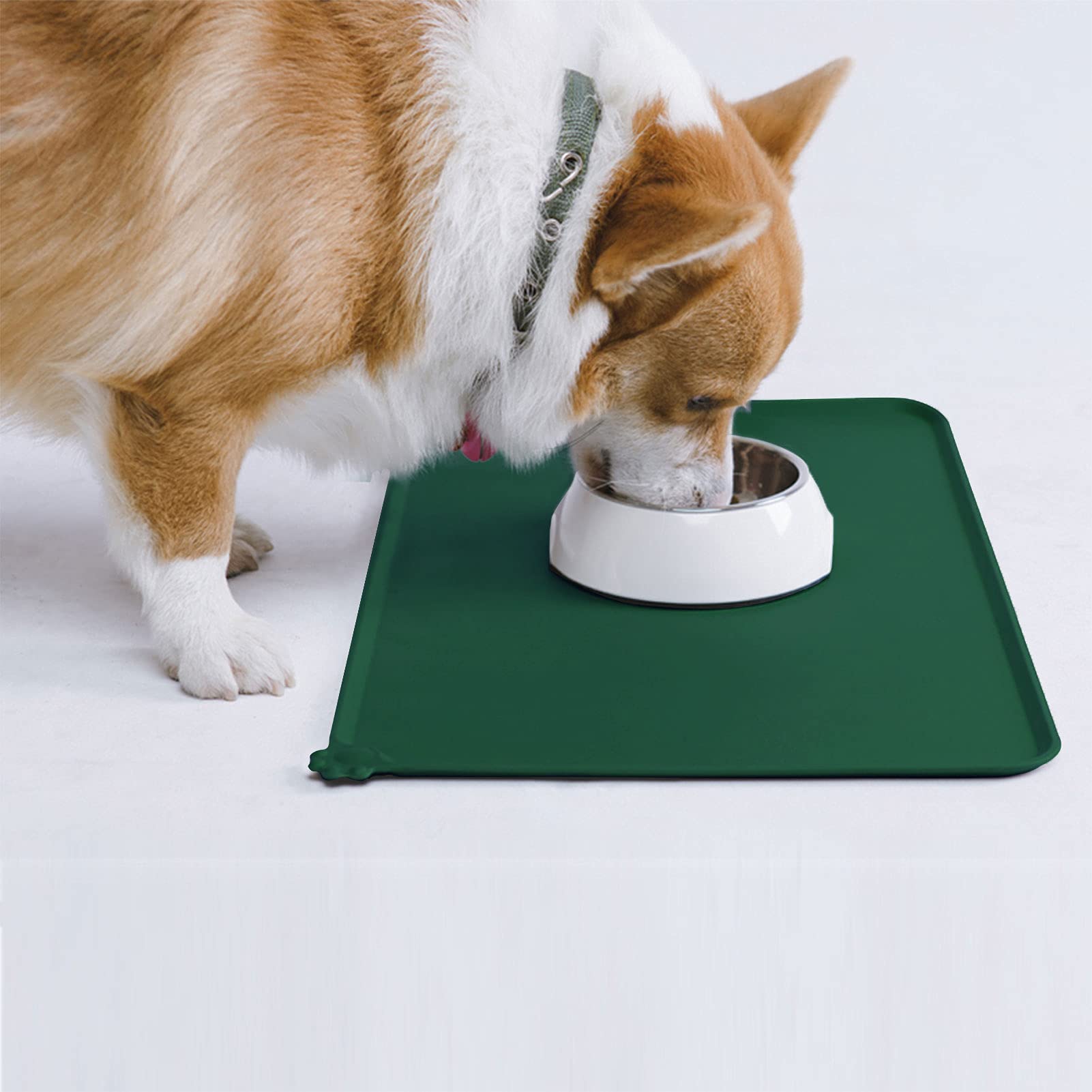 AUDWUD Non-Slip Silicone Pet Feeding Mat - Waterproof Dog Bowl Placemat for Food & Water - Perfect for Kitchen, Crate Training, and Messy Eaters