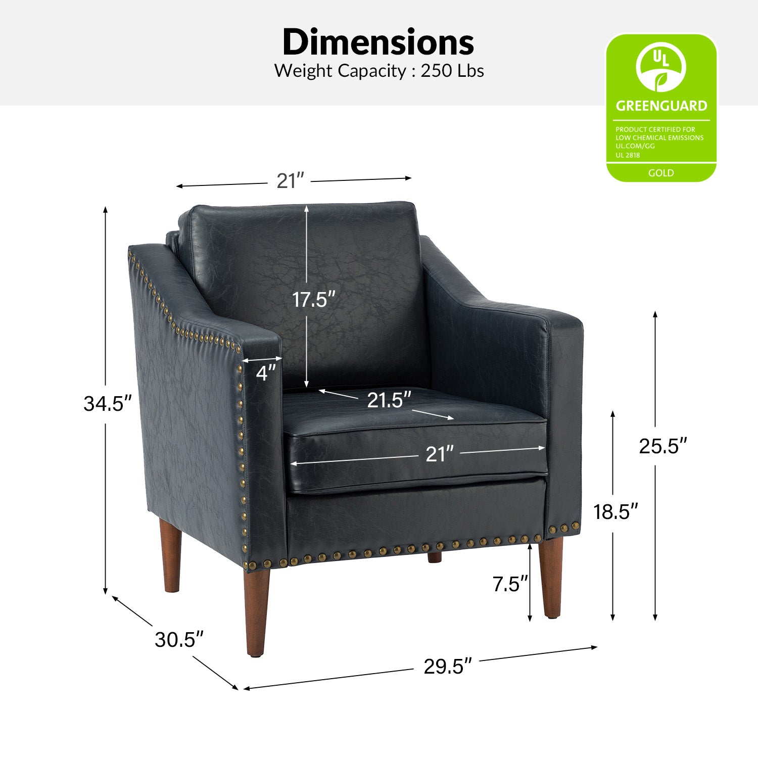 Rafaella Vegan Leather Armchair with Solid Wood Legs - Modern Vegan Leather Lounge Chair with Sturdy Wooden Legs for Living Room, Office, or Reading Nook