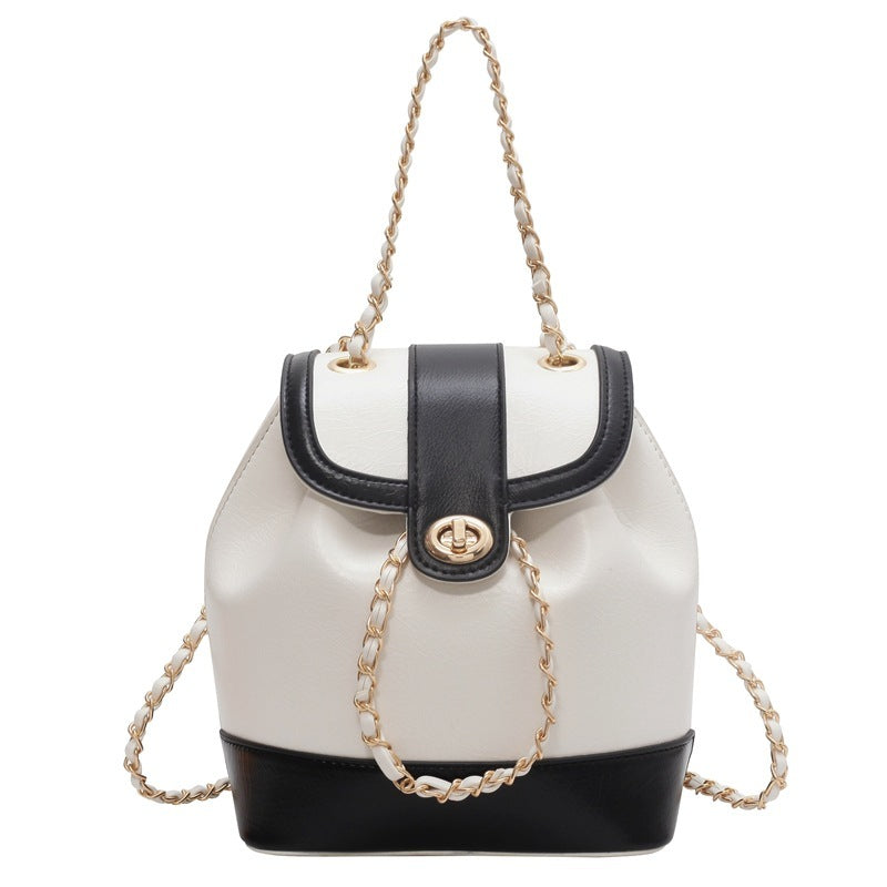 Vegan Leather Chain Backpack - Stylish One Shoulder Bucket Bag for Women | Trendy Crossbody Purse for Travel, Work & Daily Use