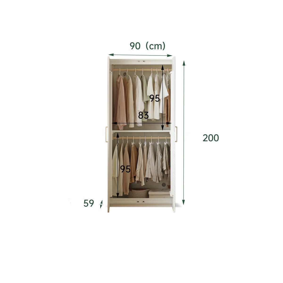 French Cream Pine Solid Wood Wardrobe - Elegant Bedroom Storage for Clothes & Accessories | Perfect for Master Bedroom, Guest Room & Walk-In Closets