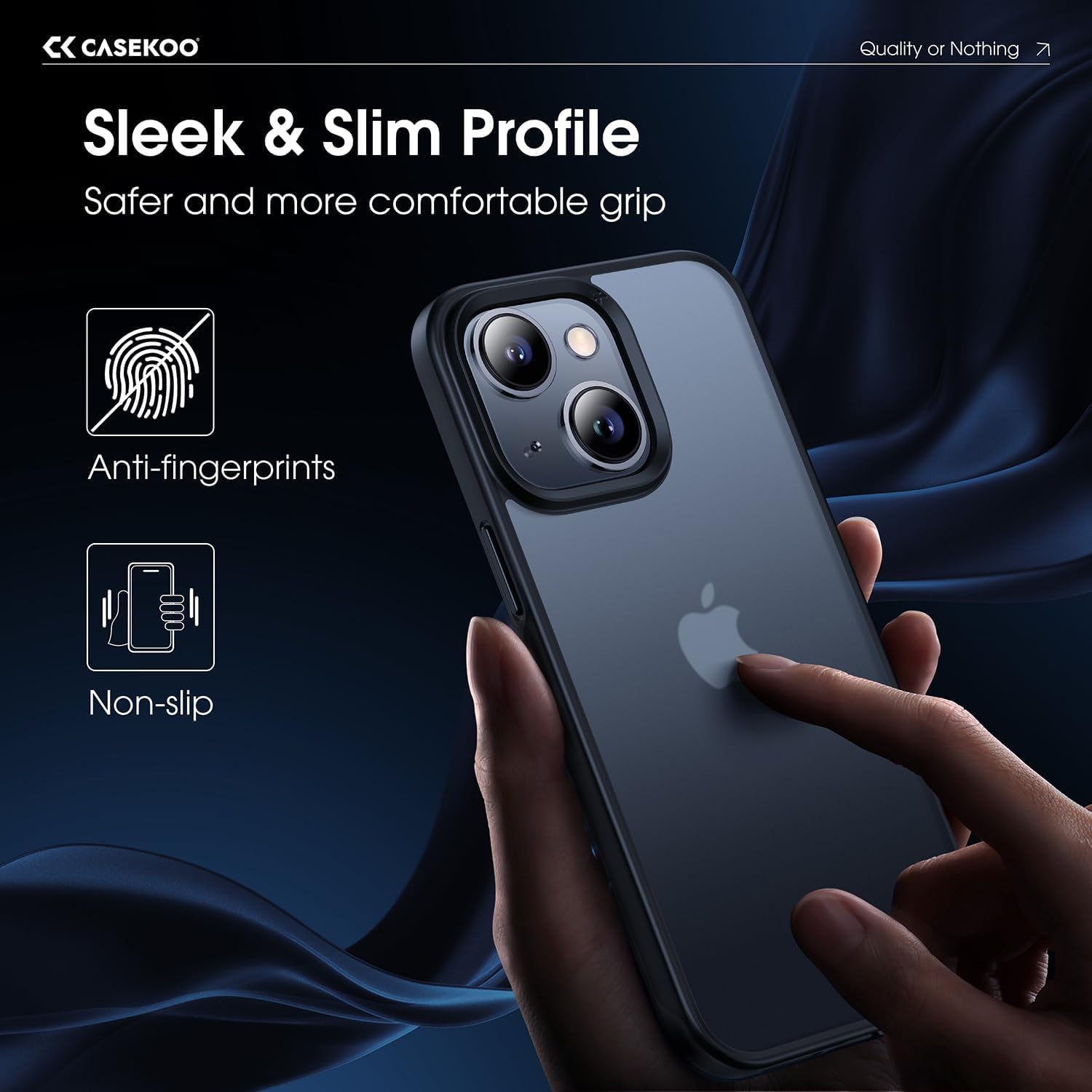 CASEKOO iPhone 15 Case [6.1 Inch] Military-Grade Shockproof Cover - Matte Black Translucent Hard Phone Case with Anti-Scratch & Anti-Fingerprint Protection | Perfect for Outdoor Activities, Work & Daily Use