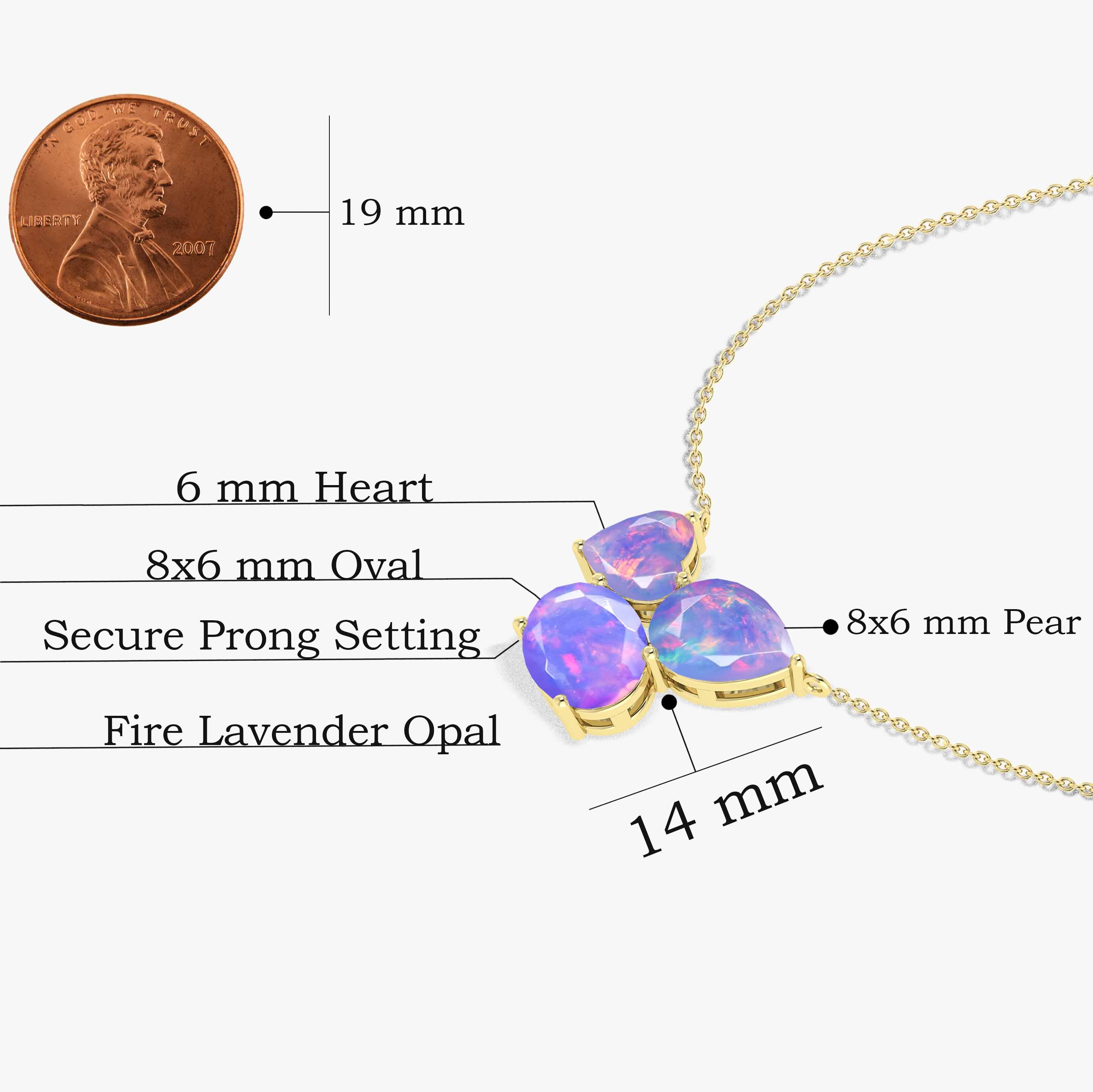 Lavender Opal Three Stone Pendant Necklace - Elegant Gemstone Jewelry for Women | Perfect for Weddings, Anniversaries & Special Occasions