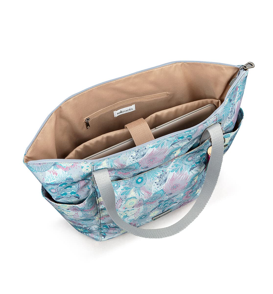 Sakroots Tacoma Eco-Twill Tote Bag - Reusable Grocery Shopping Tote for Women, Eco-Friendly Cotton Canvas Tote with Pockets - Perfect for Work, Beach, Travel & Farmers Market