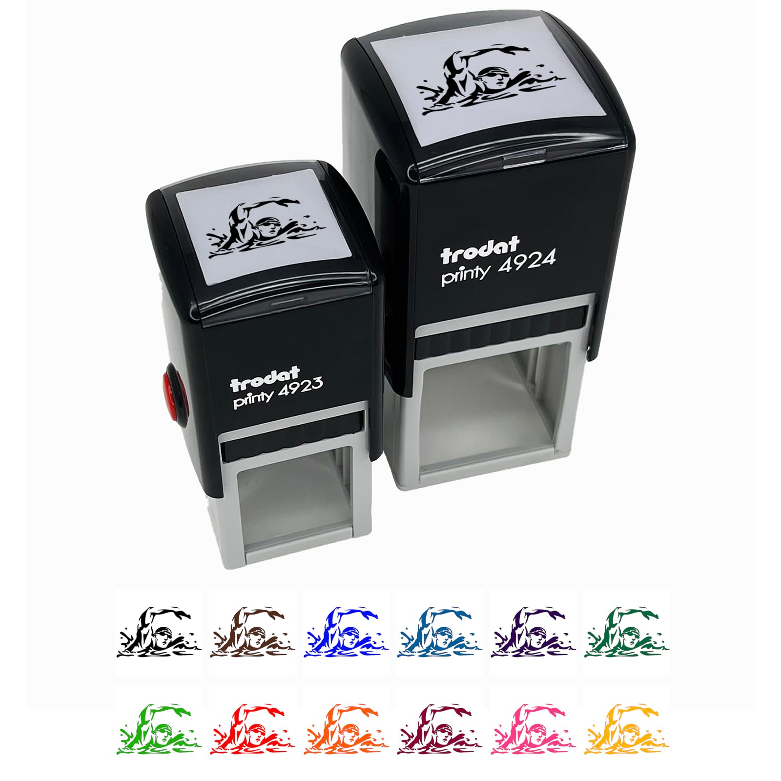 Freestyle Swimmer Self-Inking Rubber Stamp - 1 Inch Small with Black Ink - Perfect for Swim Team Logos, Training Notes & Water Sports Enthusiasts