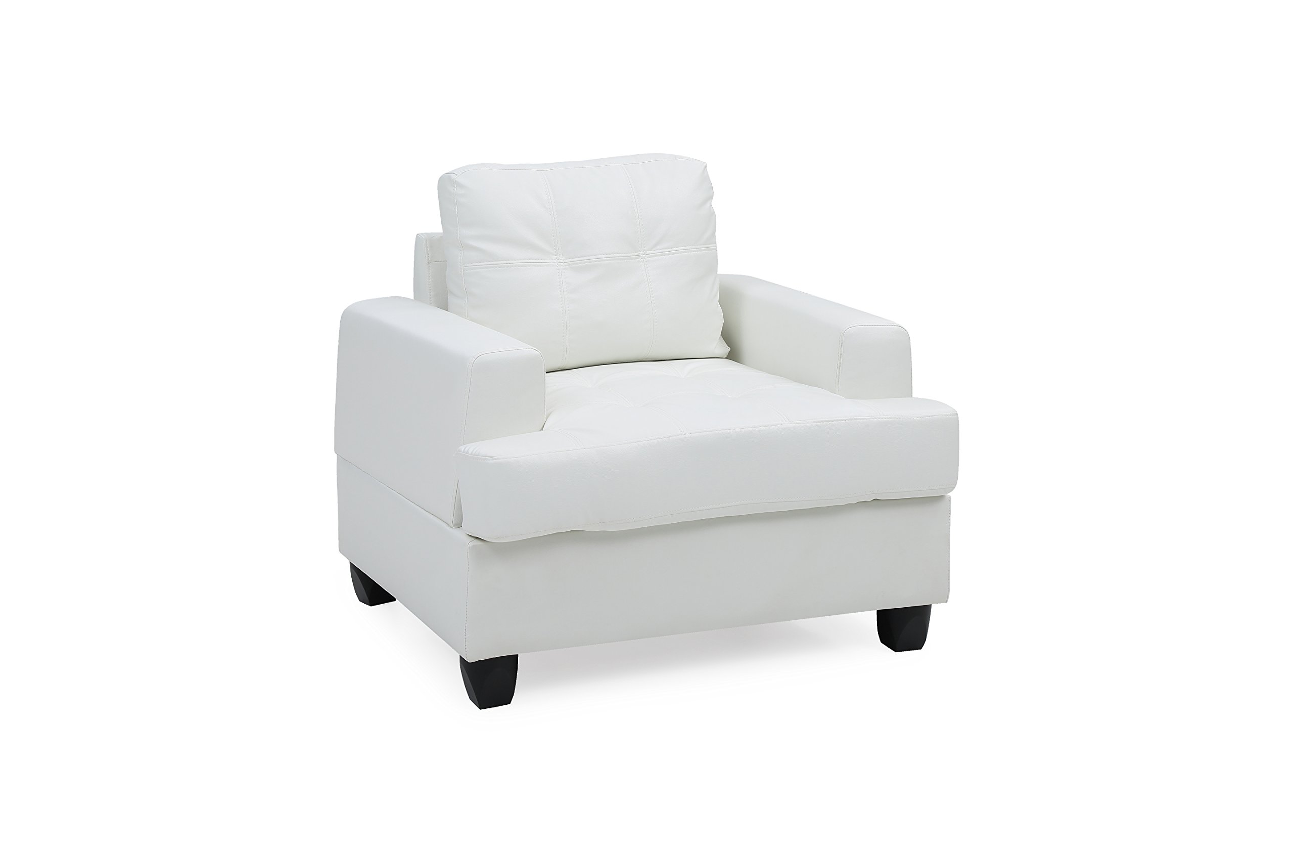 Premium White PU Upholstered Armchair - Modern Accent Chair for Living Room, Bedroom & Office - Comfortable Lounge Chair with Sturdy Metal Legs - Glory Furniture Collection