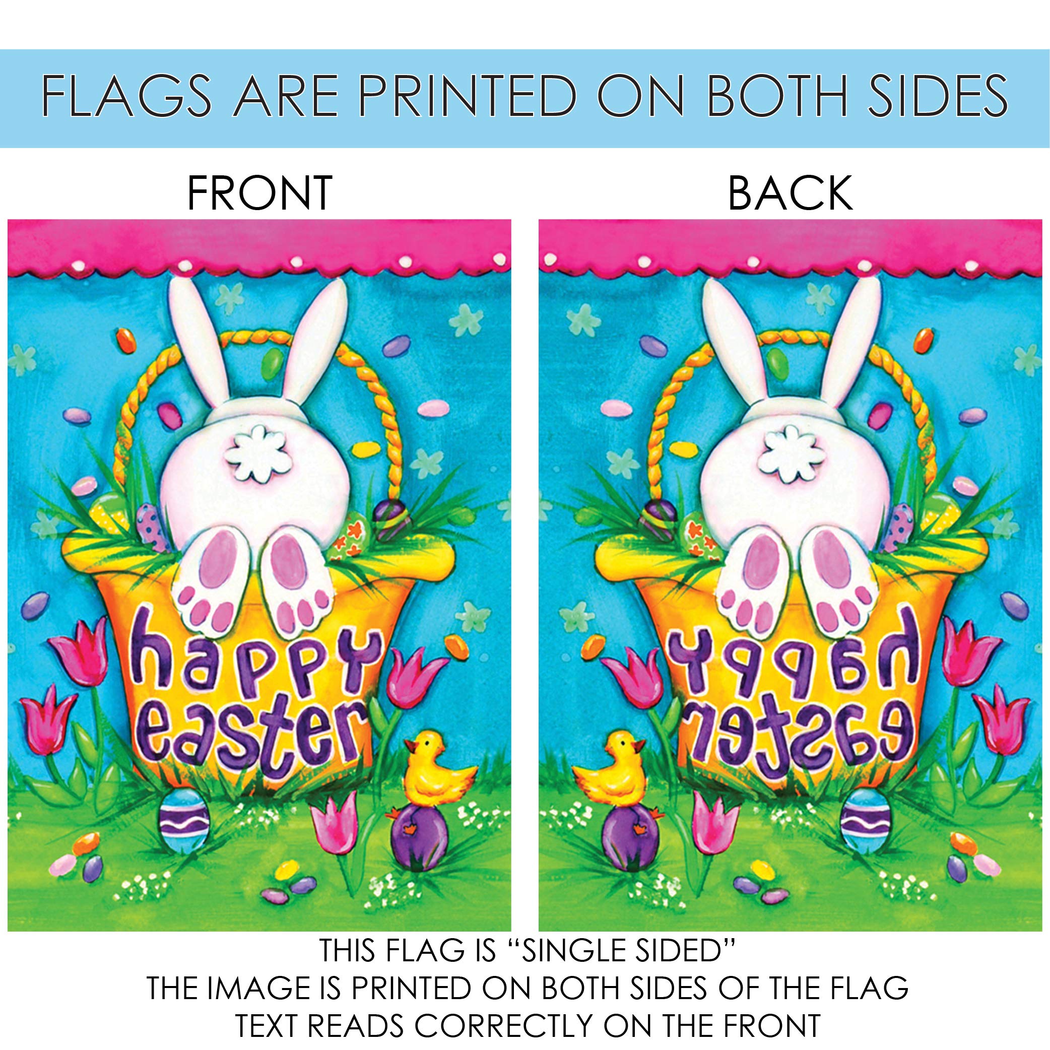 Toland Home Garden 102610 Bunny Tail Easter Flag - 28x40 Inch Double Sided Outdoor Decorative Flag for Spring, Yard, Garden, and House Decor | Perfect for Easter Celebrations, Front Porch, and Holiday Festivities