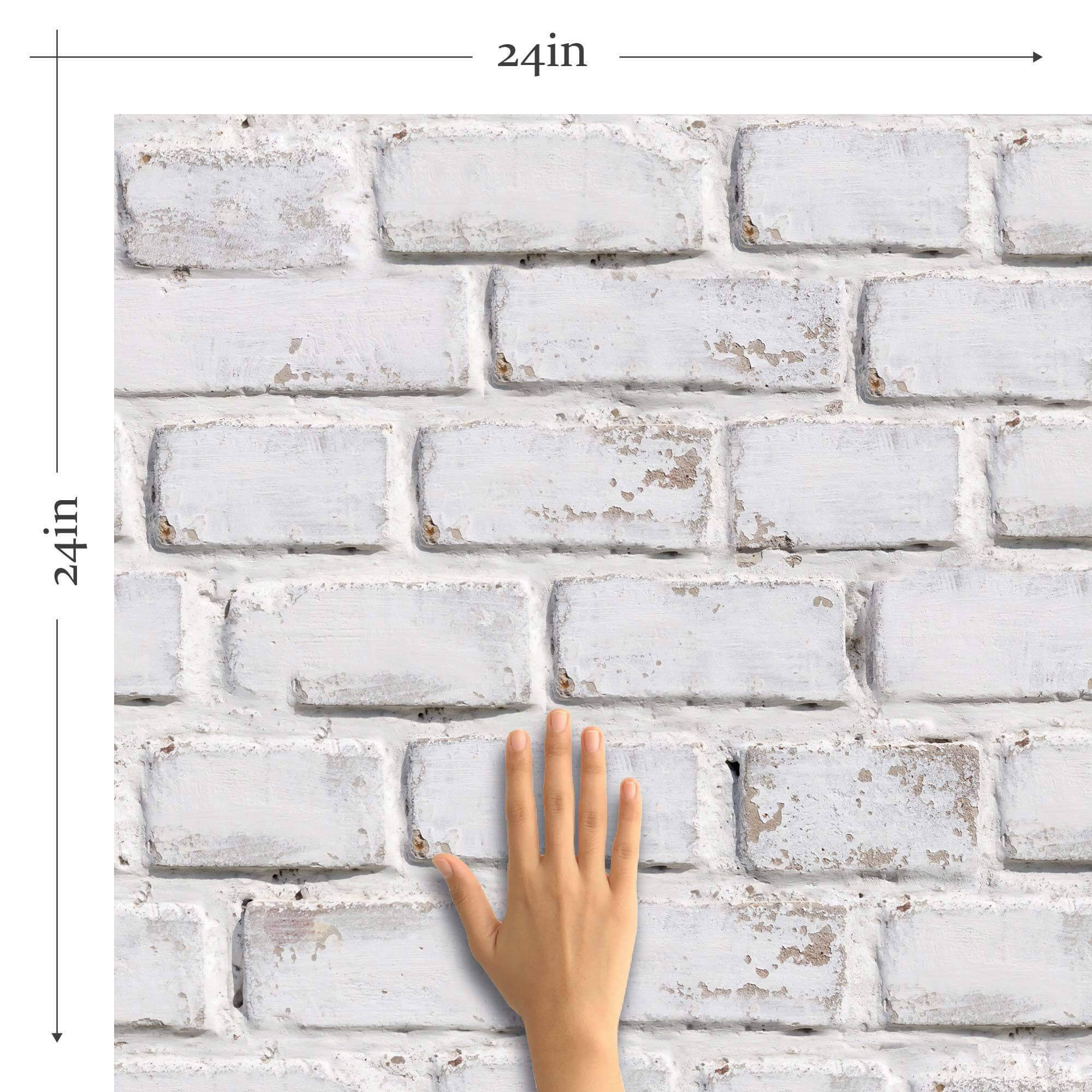 White Faux Brick Peel and Stick Removable Wallpaper - Self-Adhesive Decorative Vinyl for Home, Office & Rentals - Easy DIY Wall Covering for Bedroom, Living Room & Accent Walls