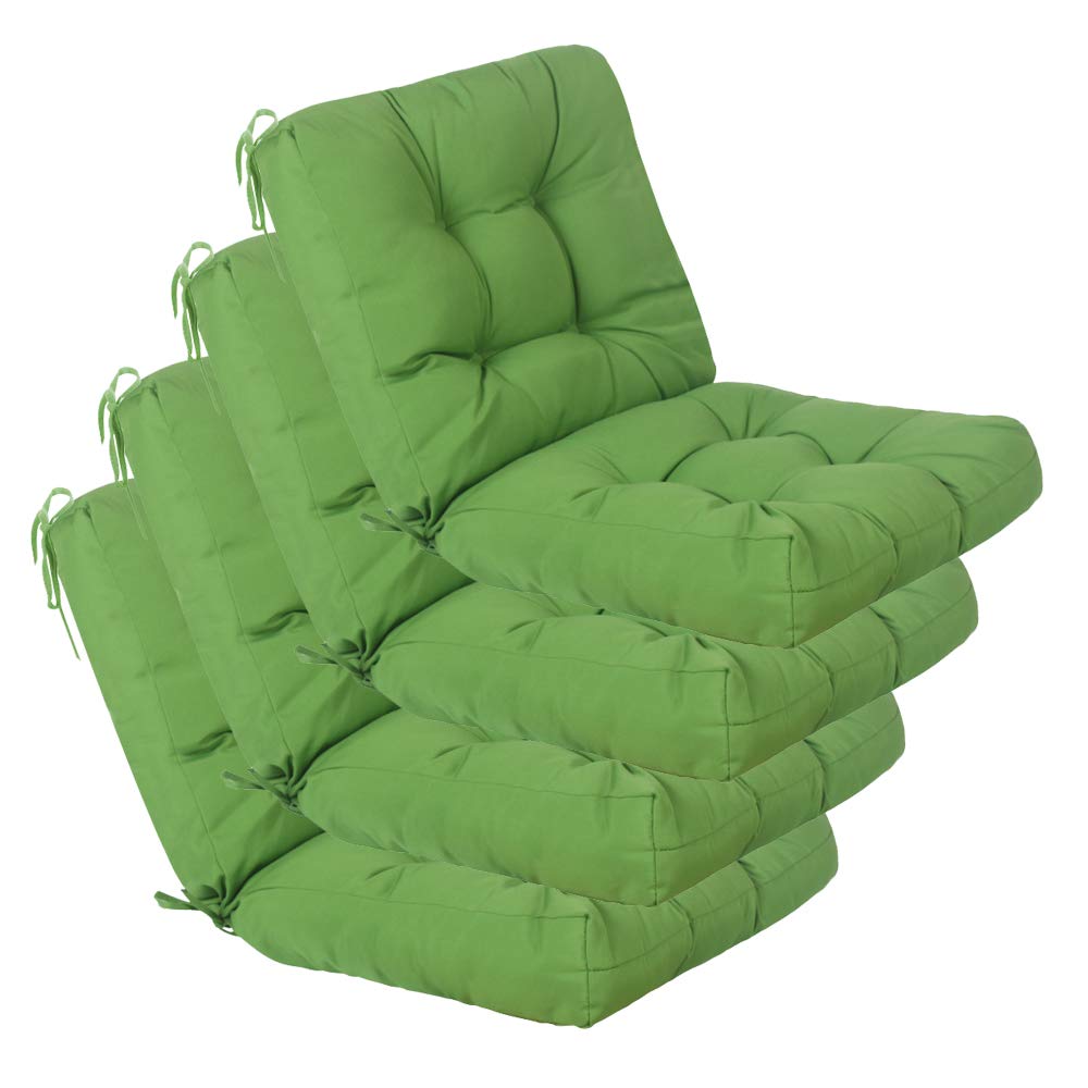 QILLOWAY Outdoor Chair Cushions - 4 Pack Tufted Seat & Back Pillows for Patio Furniture, Spring Summer Seasonal Replacement (Green) - Perfect for Garden, Deck, Poolside & Outdoor Lounging