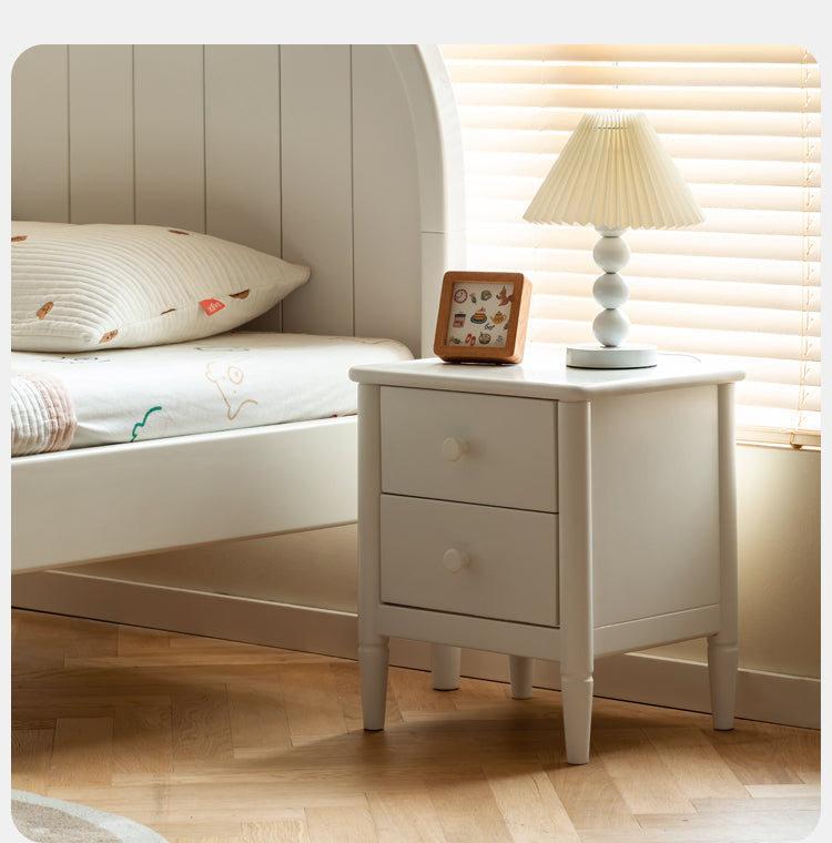 Solid Wood Poplar Kids Nightstand - American White Bedside Table for Children's Room, Nursery, or Playroom - Durable & Stylish Furniture for Bedtime Storage
