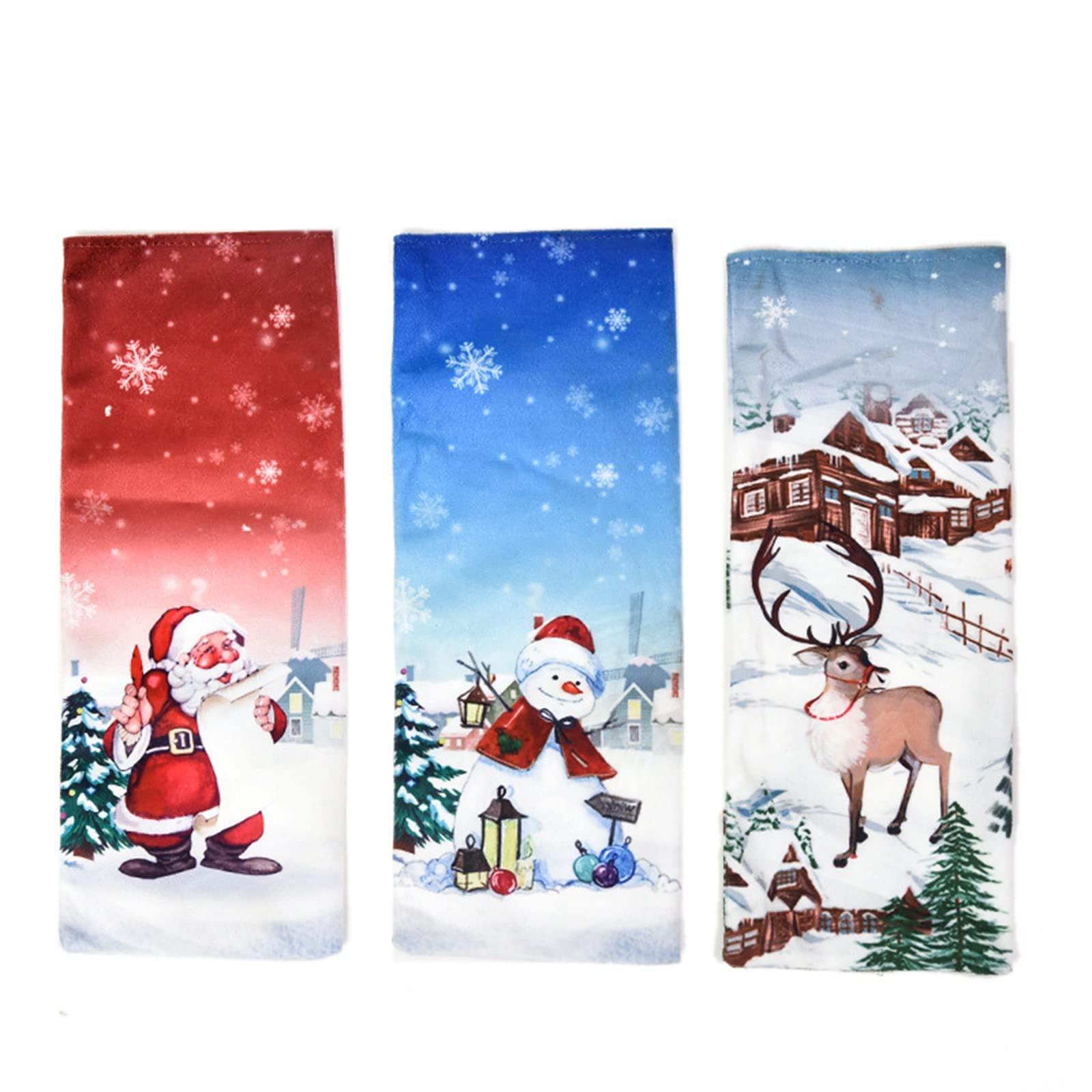 Zerlibeaful Christmas Table Decorations Set - 12-Piece Plaid Wine Bottle Bags, Kitchen Glasses & Dress Up Props for Holiday Parties, Dining & Home Decor