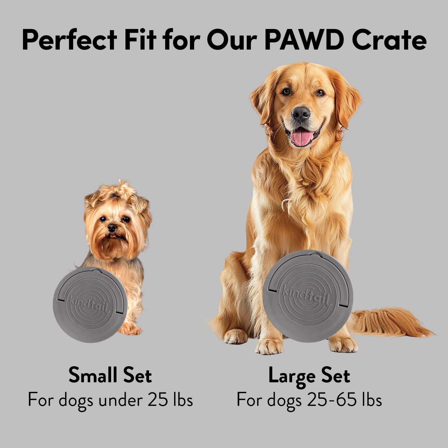 KindTail Portable Pet Feeder - Travel Dog Bowls with Lid & Handle, Microwave & Dishwasher Safe (10oz Inner & 20oz Outer Bowl) - Grey - Perfect for Hiking, Camping & Road Trips