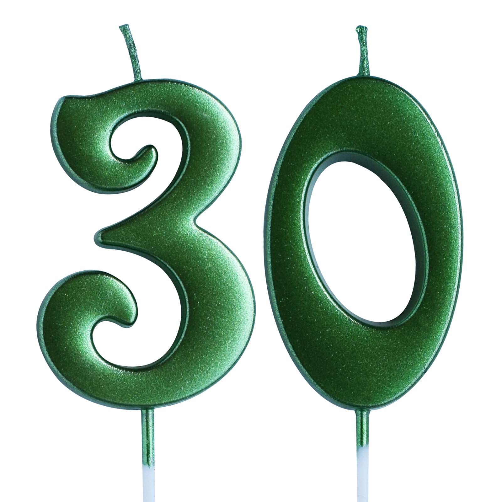 30th Birthday Candle - Green Number 30 Cake Topper for Women & Men | Party Decorations & Supplies | Perfect for Anniversary Celebrations, Milestone Parties & Special Occasions