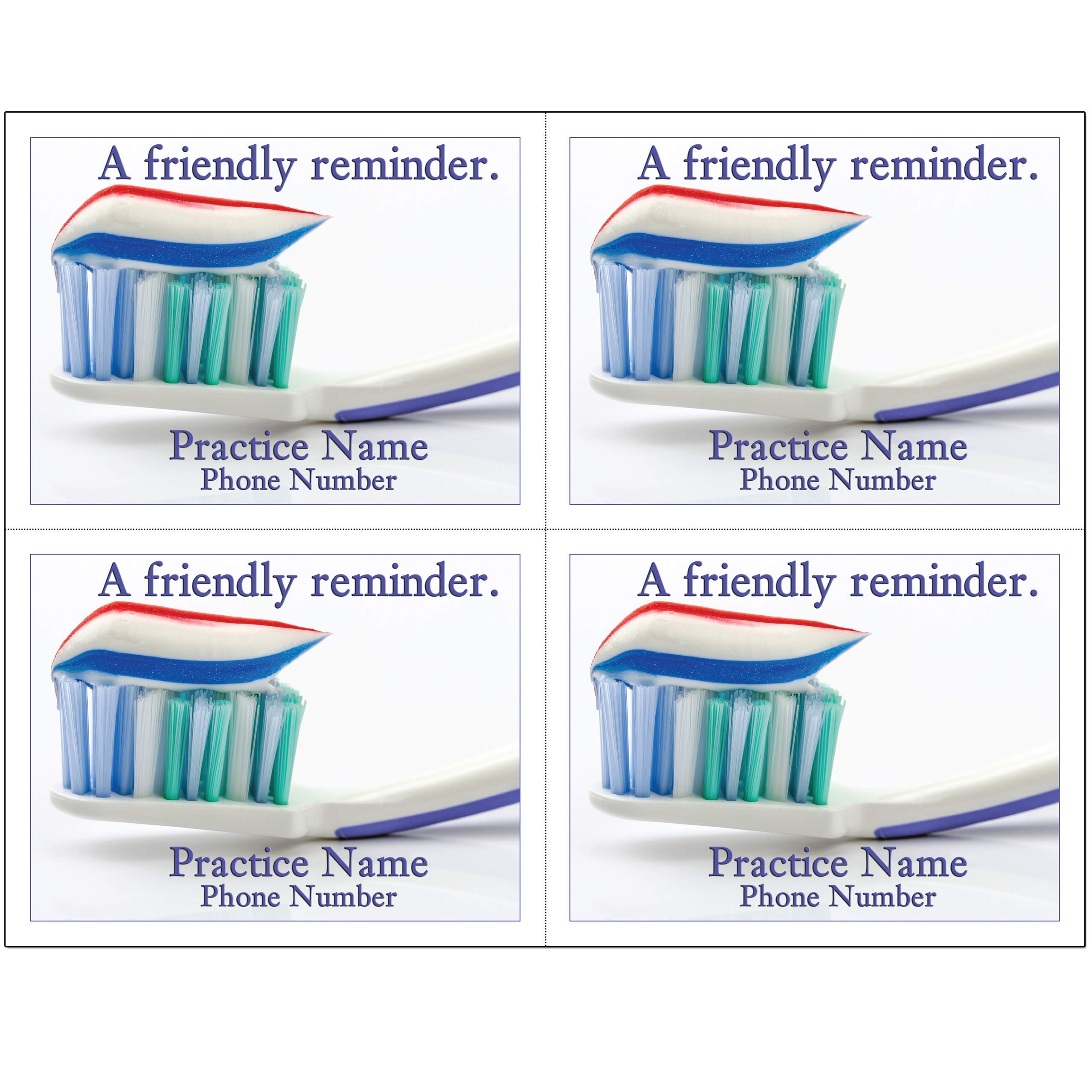 1000 Personalized Dental Laser Reminder Postcards - 4.25