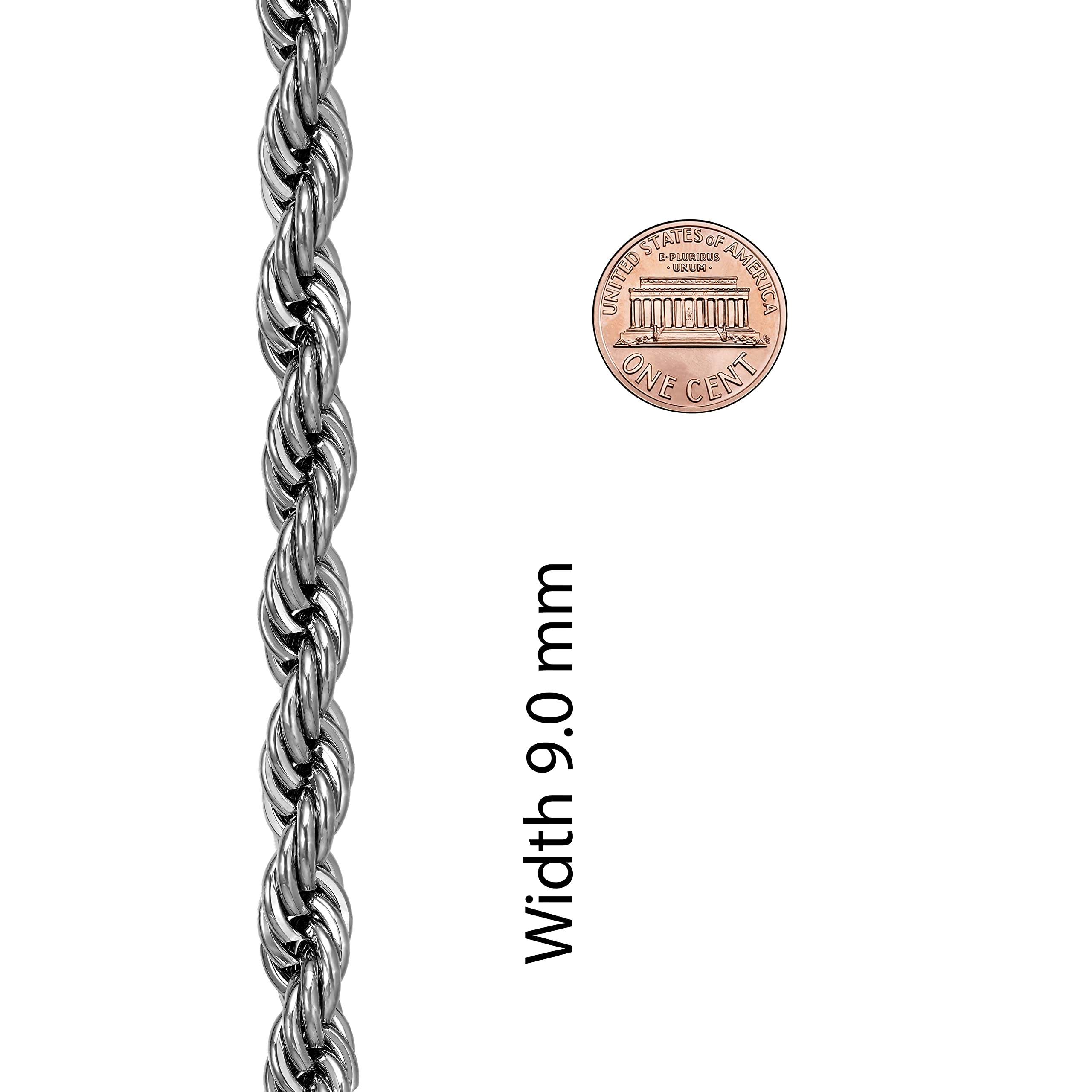 24K Real Gold Plated 9mm Rope Chain Necklace for Women & Men - Lifetime Jewelry for Everyday Wear, Gifts & Special Occasions