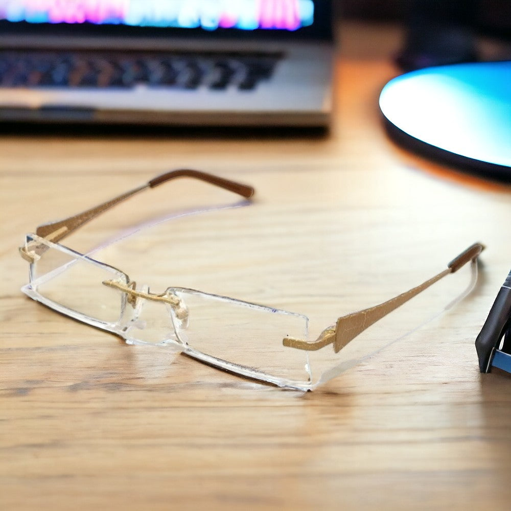 Stylish Rimless Eyeglasses for Men & Women - Lightweight & Durable Frame 8001 | Perfect for Office, Reading & Everyday Wear