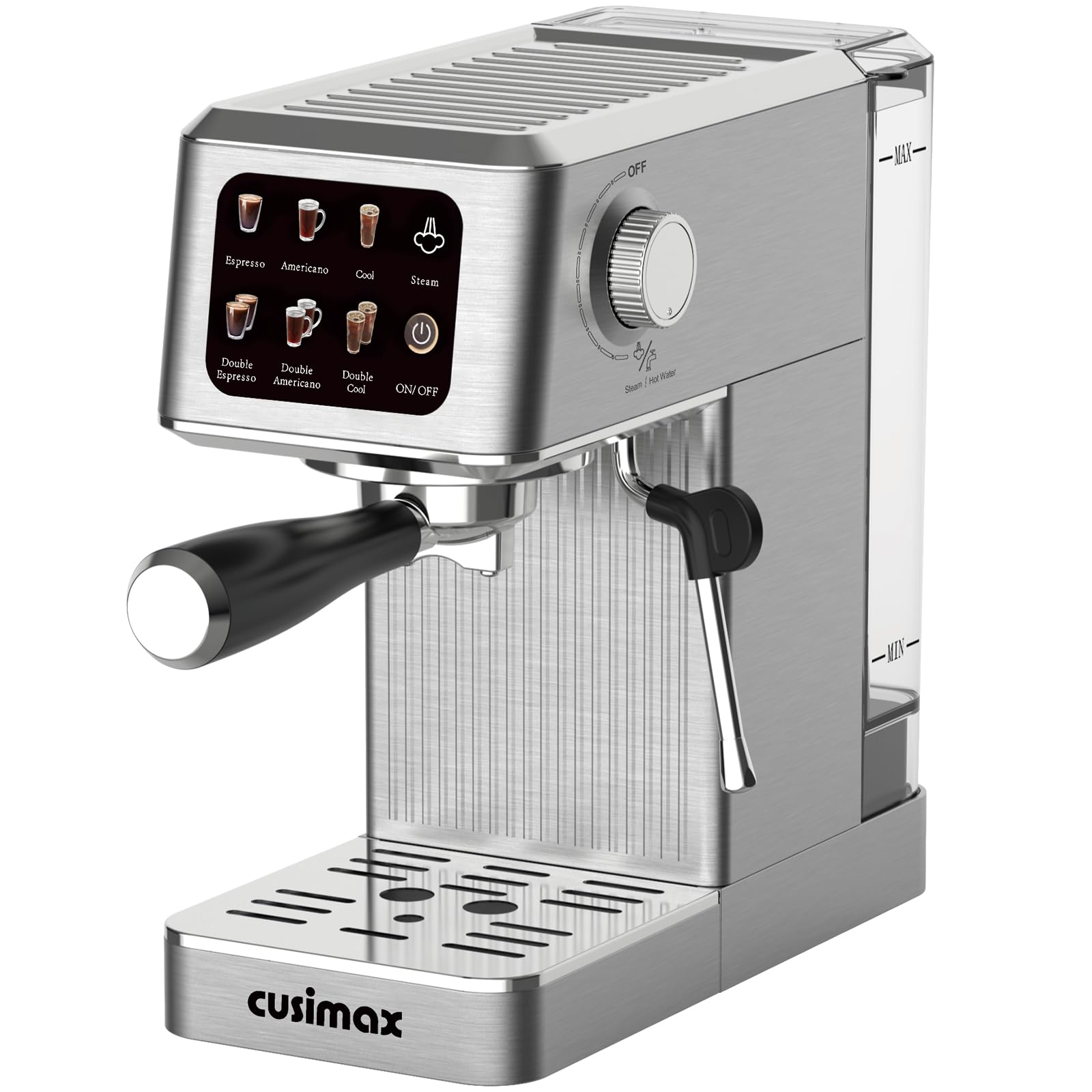 CUSIMAX 20Bar Espresso Machine with Touchscreen & Milk Frother - 1350W Stainless Steel Coffee Maker for Home, 34oz Removable Water Tank - Perfect for Lattes, Cappuccinos & Home Barista Brewing