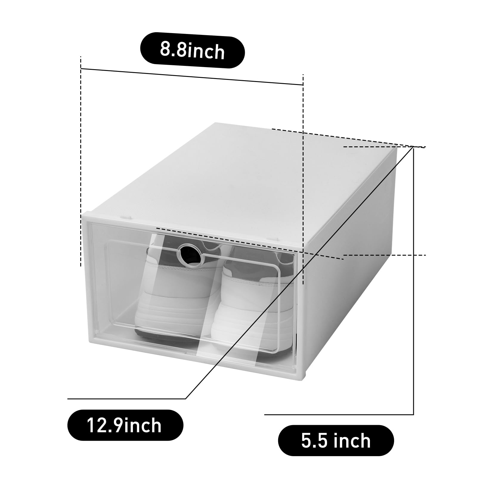 TFCFL 20-Pack Clear Plastic Stackable Shoe Storage Boxes - Organizer Drawers for Closet, Home & Office | Durable & Space-Saving Shoe Rack Solution for Sneakers, Heels & Boots