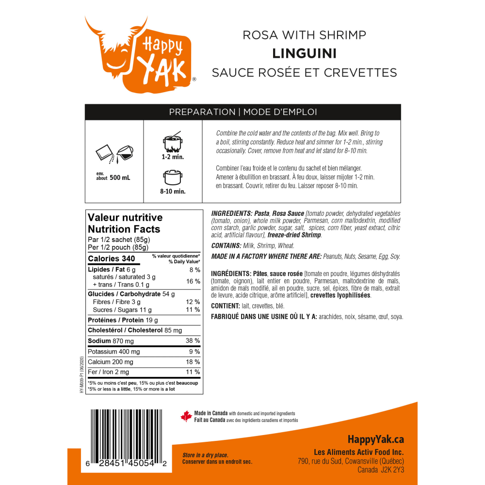 Happy Yak Linguini Rosa with Shrimp - Premium Italian Pasta with Shrimp in Creamy Tomato Sauce | Perfect for Romantic Dinners & Italian-Themed Meals