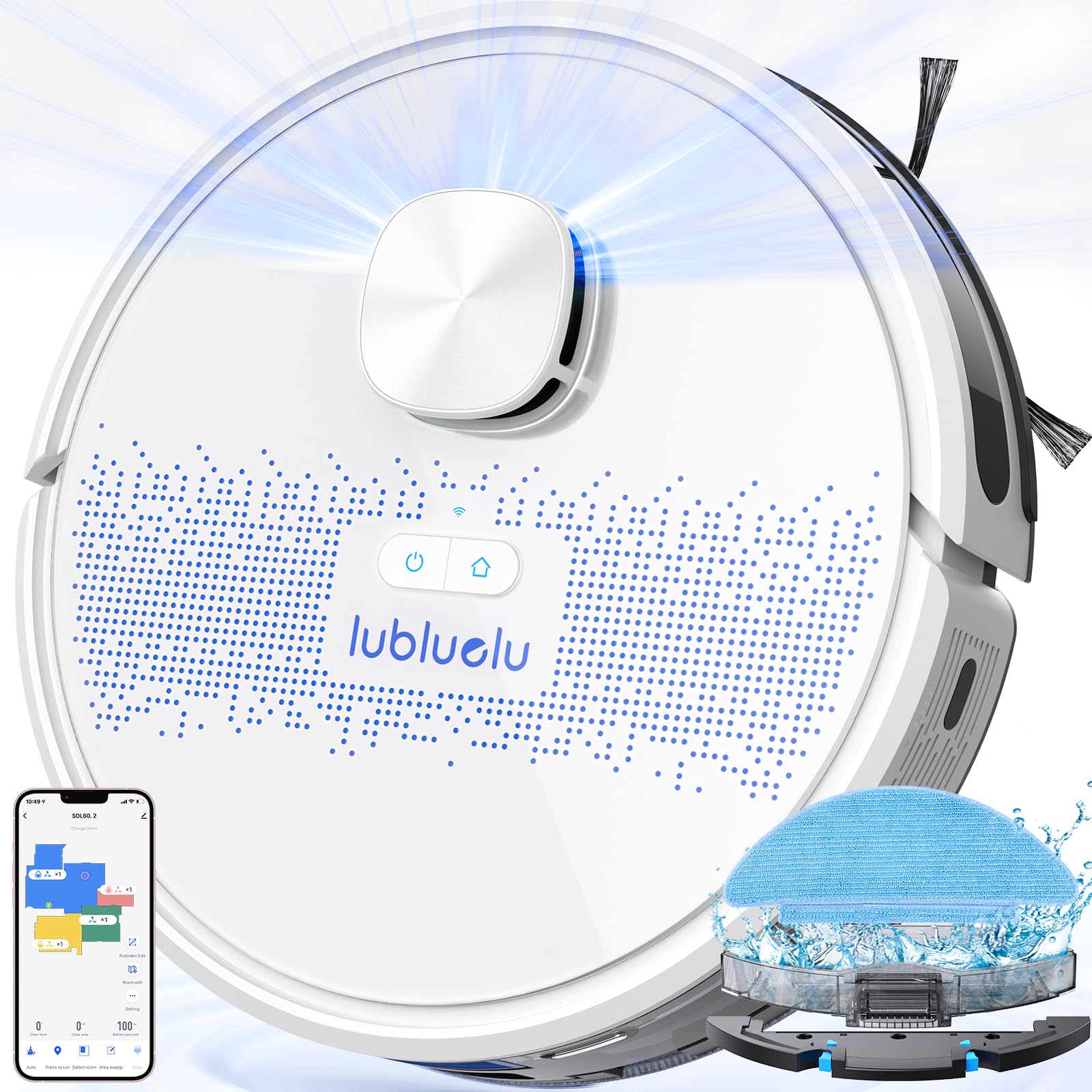 Lubluelu 2-in-1 Robot Vacuum and Mop Combo with 4000Pa Suction, LiDAR Navigation, Smart Mapping, No-Go Zones - WiFi/App/Alexa Compatible for Pet Hair, Carpets & Hard Floors - Perfect for Home Cleaning (Snow White)