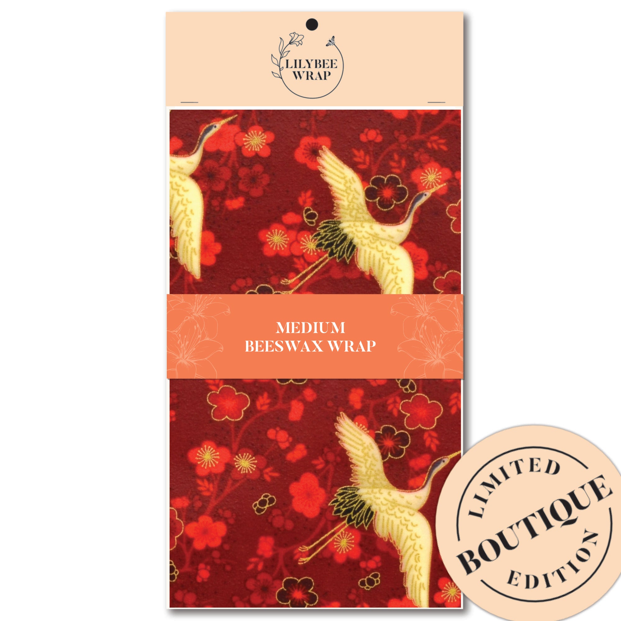 Hikari Cranes Medium Beeswax Food Wrap - Eco-Friendly Reusable Food Storage for Sandwiches, Fruits & Cheese - Perfect for Picnics, Lunch Boxes & Zero Waste Kitchens