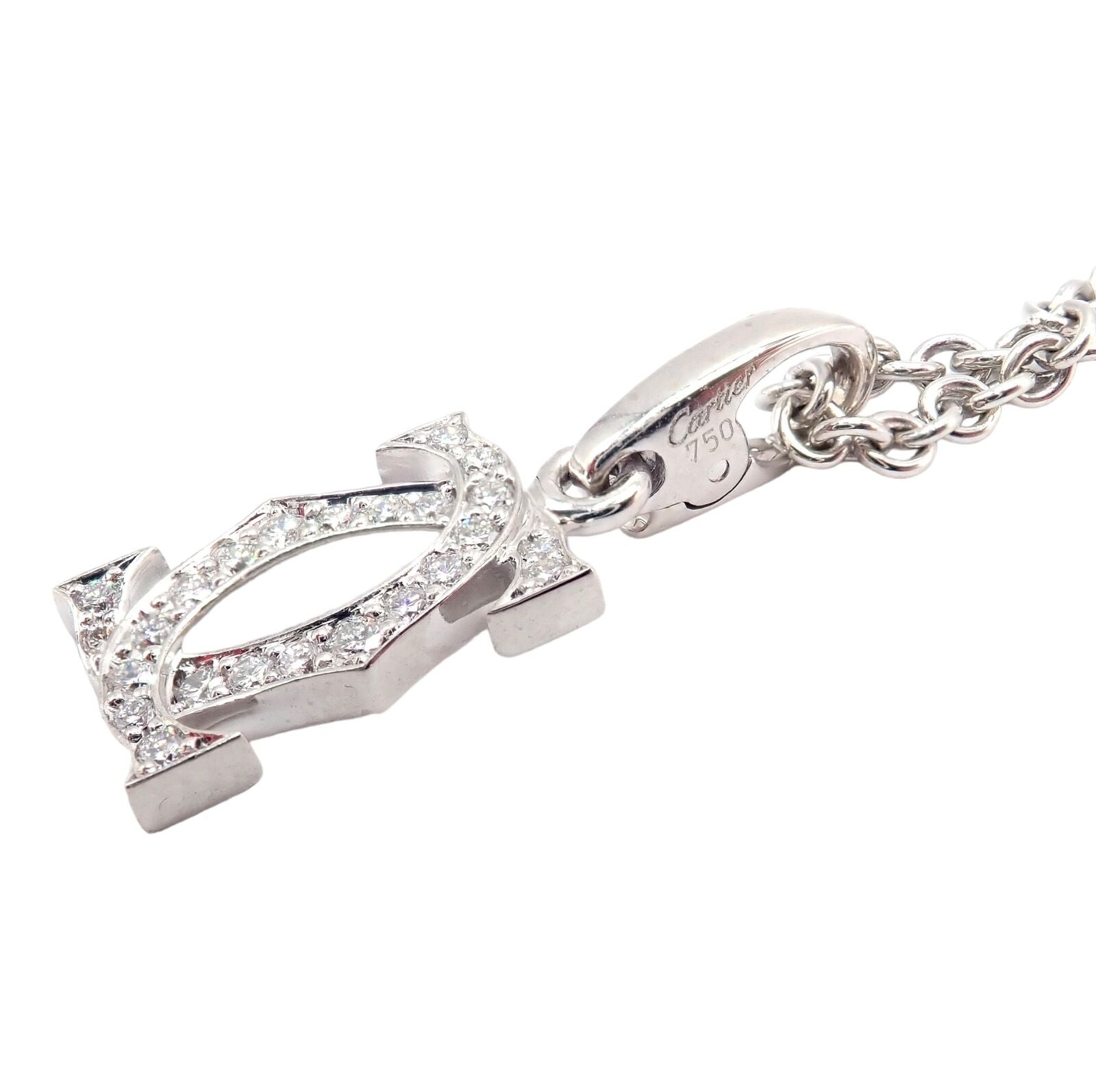 Authentic Cartier Double C 18k White Gold Diamond Pendant Necklace for Women - Luxury Jewelry Gift for Anniversary, Birthday & Special Occasions