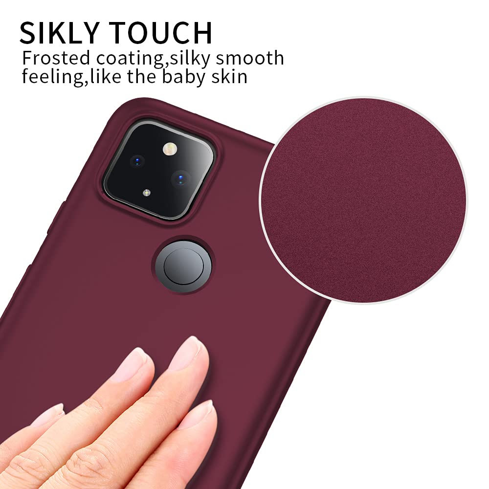 Google Pixel 4a 5G Case - Ultra Slim Fit, Soft Flexible TPU, Matte Finish, Light Coating, Full Protective Cover for Women - Wine Red - Perfect for Everyday Use and Travel