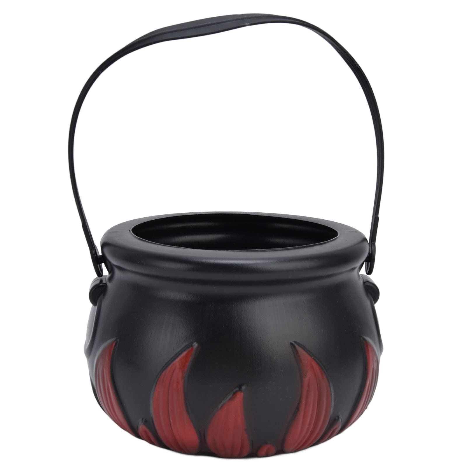 Halloween Black Cauldron with LED Light & Mist Maker - 12 Color Changing Witch Jar Atomizer Lamp, Fogger Punch Bowl for Party Decor (AC 100-240V, Red Flame) - Perfect for Spooky Decorations, Witch Themed Parties & Trick-or-Treat Candy Displays