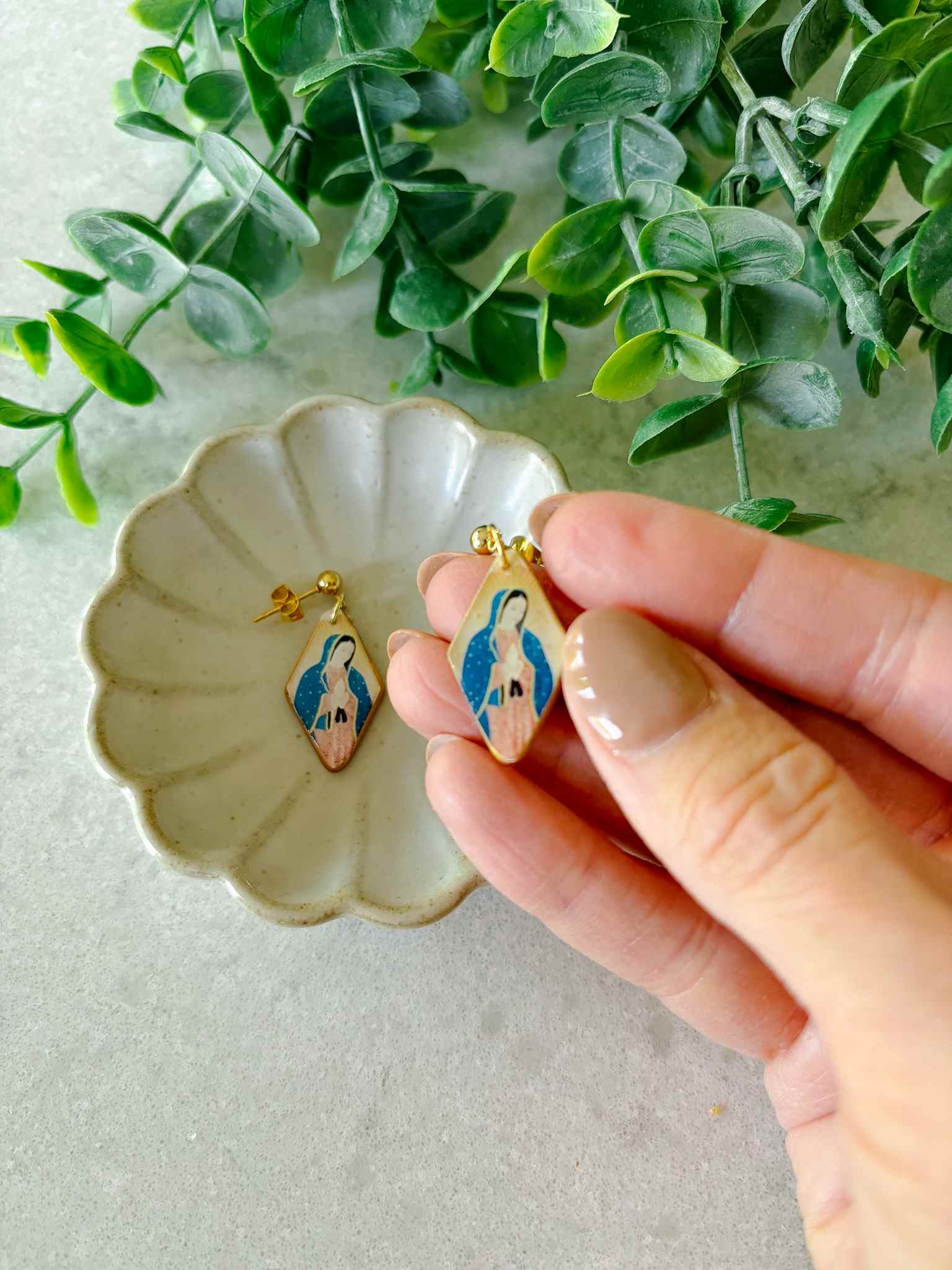 Handmade Our Lady of Guadalupe Earrings - Religious Jewelry for Women - Perfect for Church, Prayer & Special Occasions