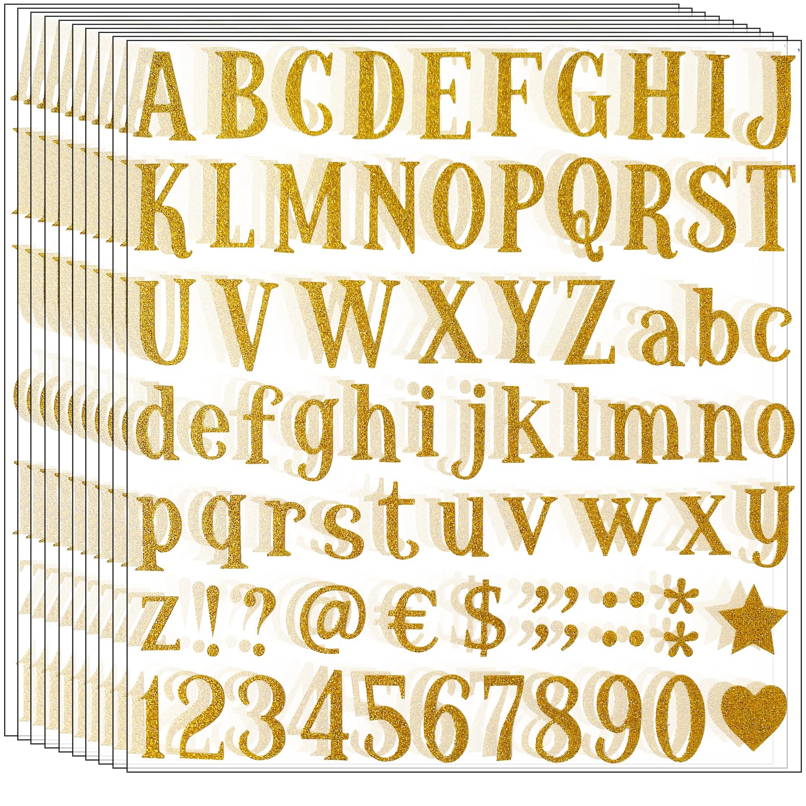 790 Pcs Self-Adhesive Glitter Alphabet & Number Stickers - 10 Sheets for Graduation Cap Decoration, DIY Crafts, Scrapbooking, Classroom & Home Decor - Perfect for Party Invitations, Gift Wrapping & School Projects