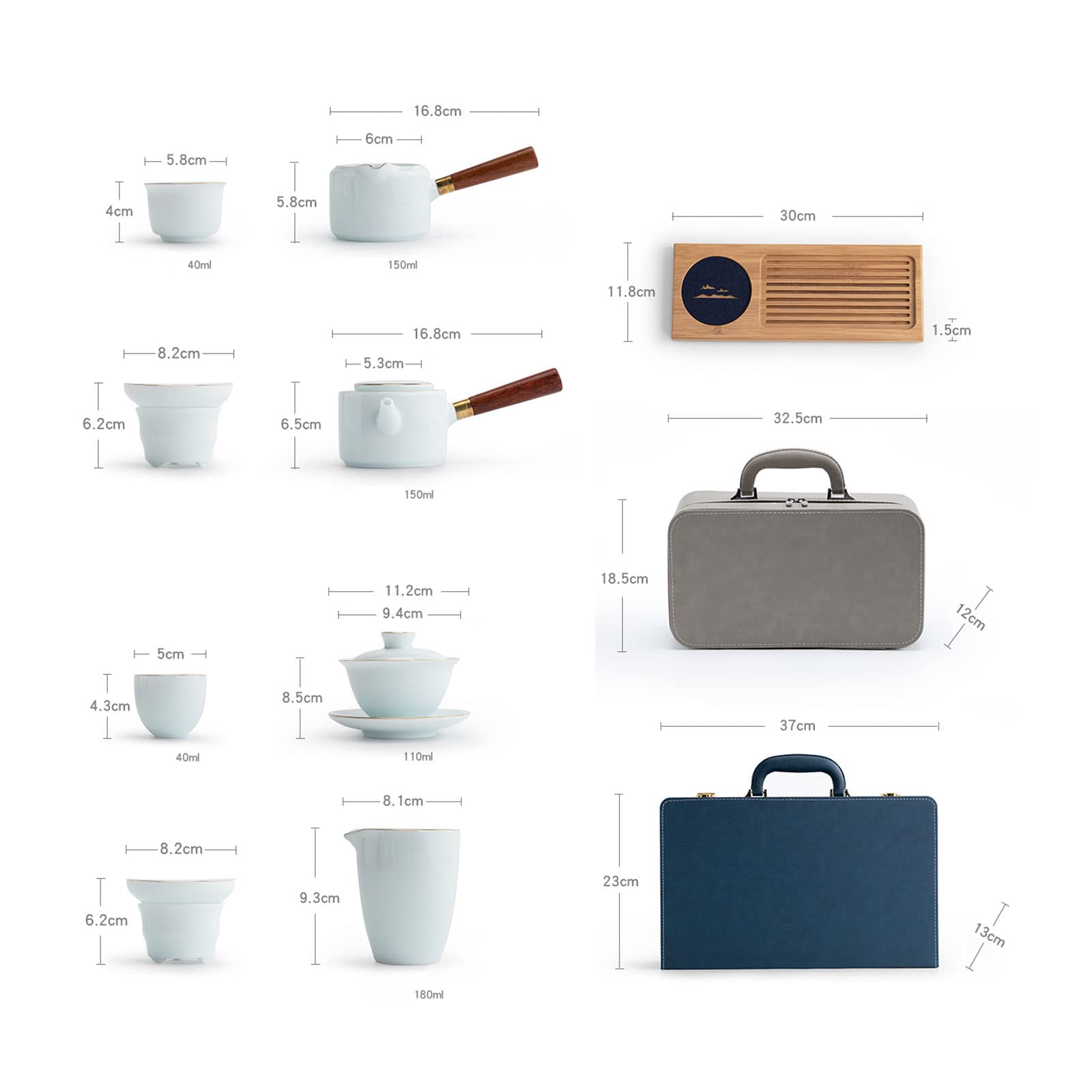 Premium White Porcelain Tea Set - Portable Travel Ceramic Tea Cups with Carrying Case - Chinese Gongfu Tea Service for 4 - Perfect for Weddings, Camping & Home Tea Ceremonies